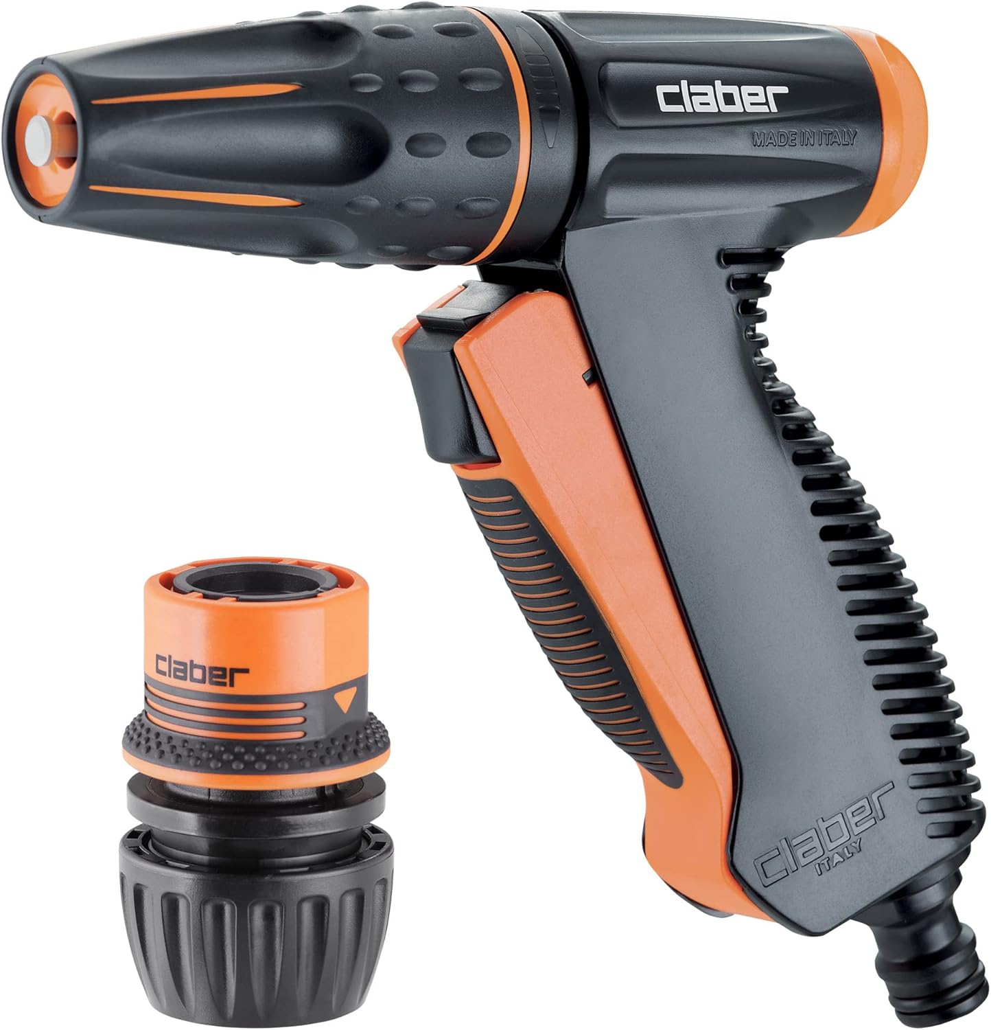 Claber 9561-8546 Watering Gun with Hose Fitting Garden, Black and Orange