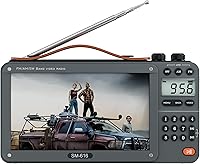 ONGTEED 7 Inch 720P Portable AM FM SW Radio with Bluetooth Speaker, MP3 MP4 Player, USB SD Card Playback, Rechargeable Video Radio (No TV)