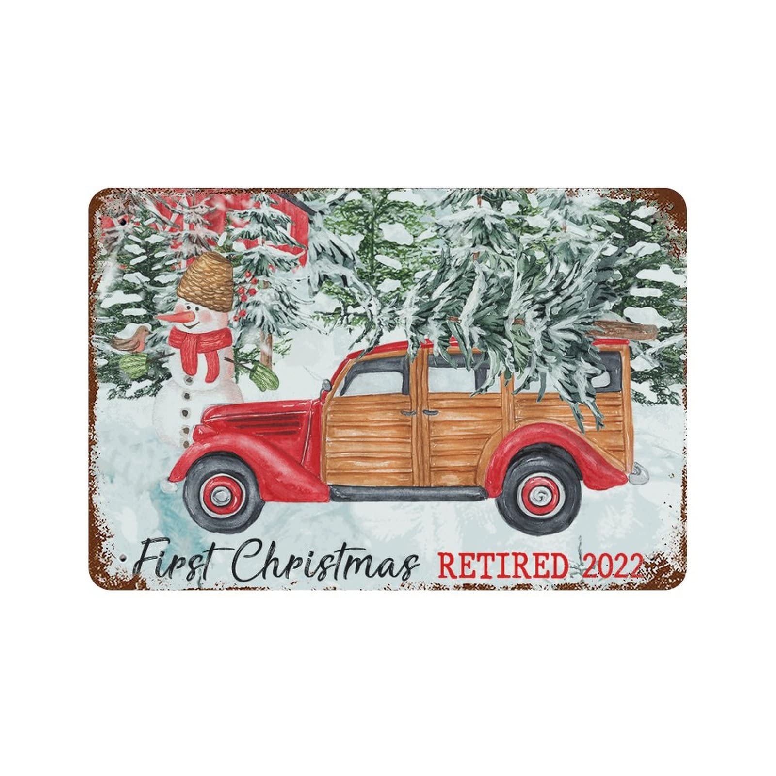 Panneau décoratif en métal rigide de Noël avec finition vintage haut de gamme 30x45cm