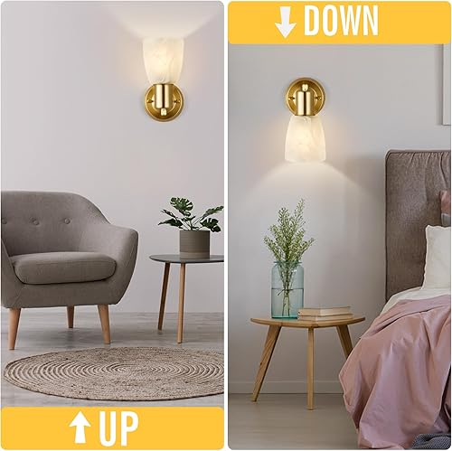 Miniatura 3 de Juego de 2 apliques de pared, luces doradas de tocador para baño, accesorios de luz de pared modernos con interruptor giratorio, lámpara de montaje