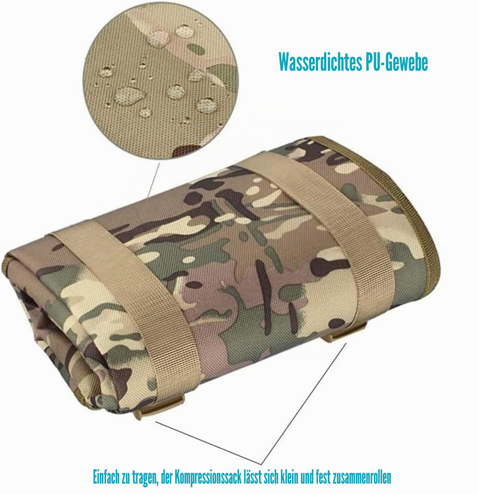 ProShoot Rollbare Taktische Schießmatte, rutschfeste Schießmatte aus 900D-Nylon mit Heringslöchern und MOLLE, Jagd- und Trainingsausrüstung (200 x 75 cm) (Green)