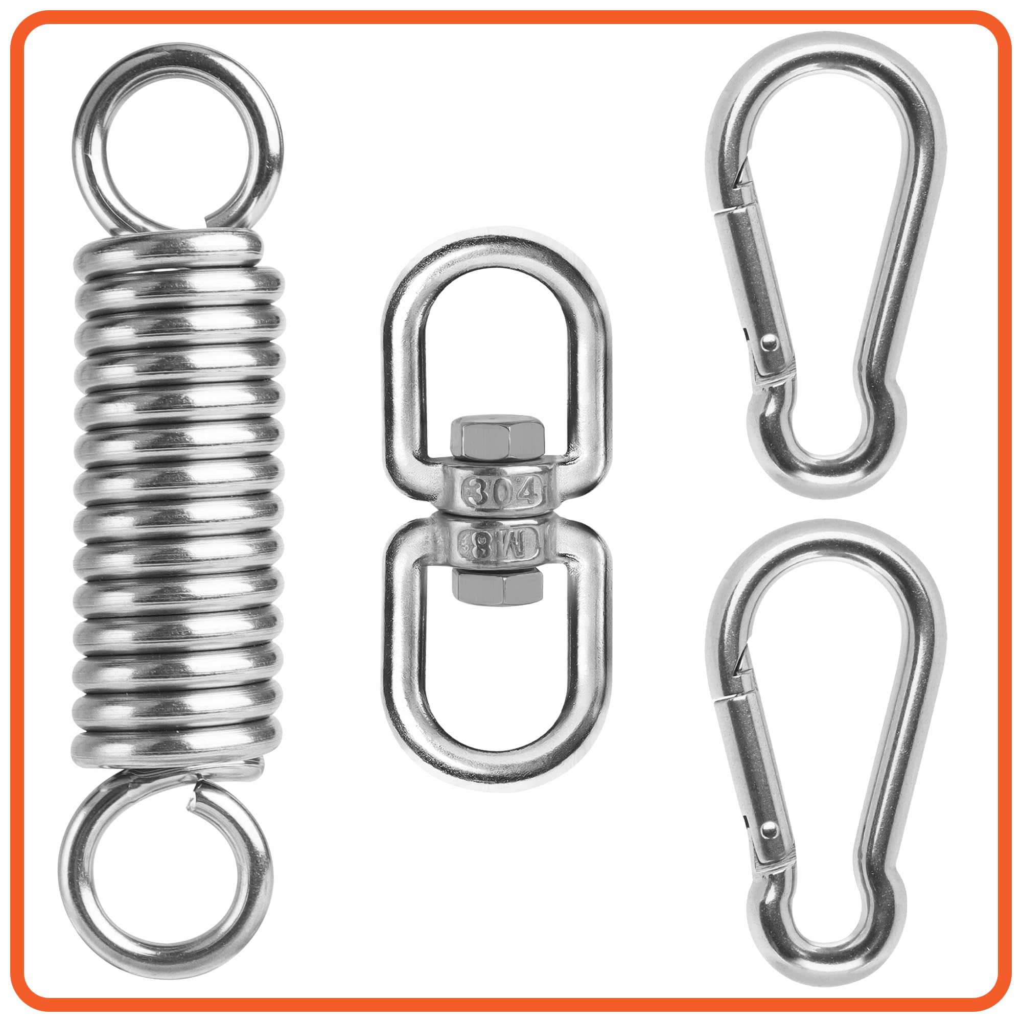 DesertBoy Hammock Chair Hanging Kit Swing Spring Hardware 360° Swivel Hook and 2 PCS M8 Carabiner Hooks,Suspension for Hanging Chair,Boxing Punching Bag Yoga — image 1