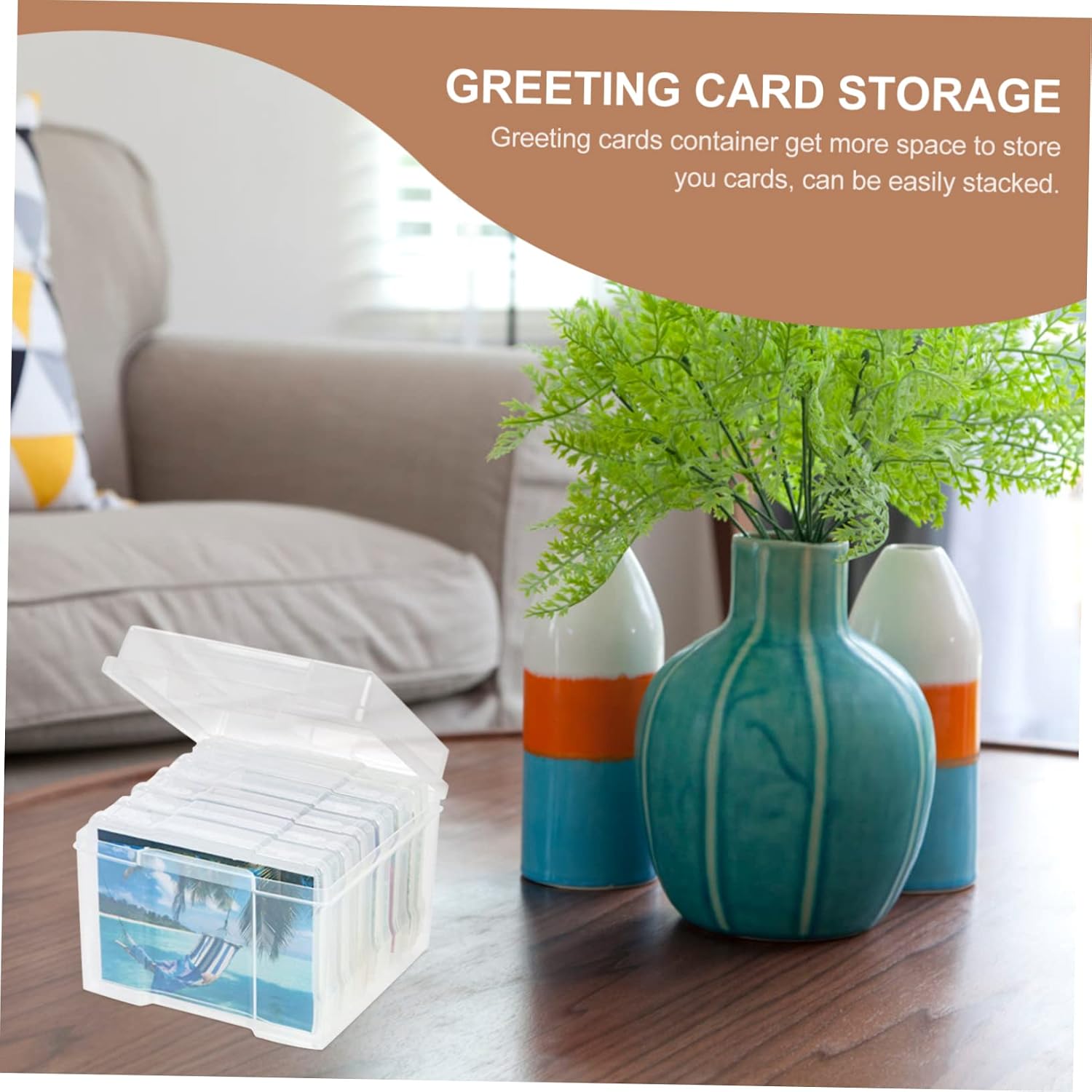 Photo Box Organizer Dividers Sturdy Plastic Scrapbook Supplies for Greeting Cards Storage