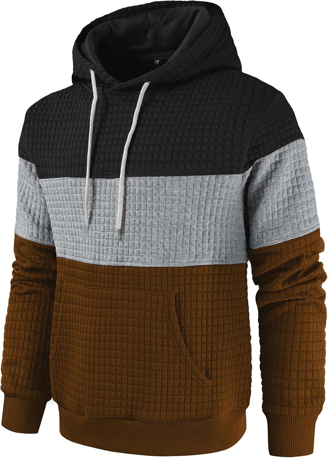 Fozexi Women's Waffle Color Block Pullover Sweatshirts Hoodies Drawstring Hooded Sweatshirt for Women Trendy