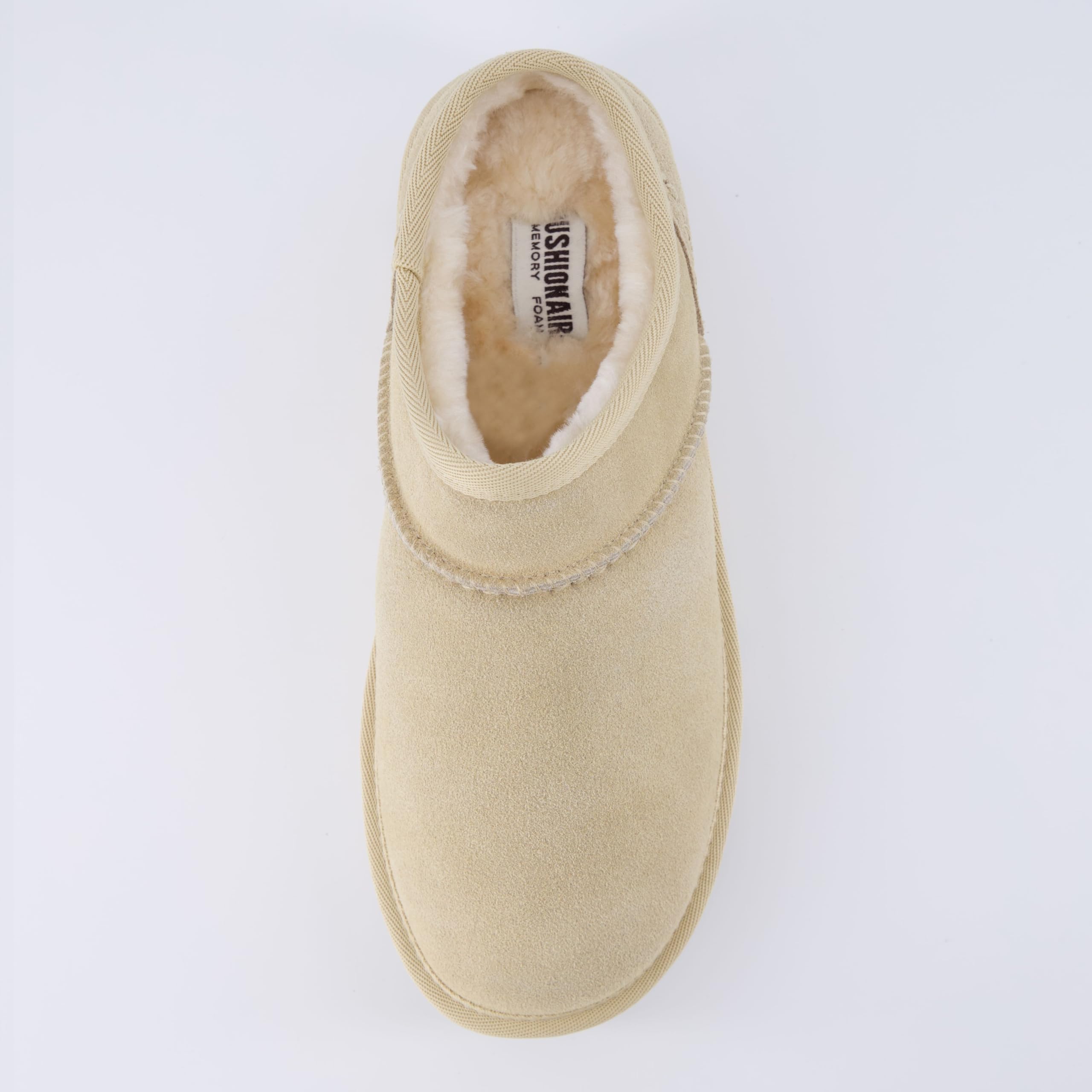 CUSHIONAIRE Huggy Mule Donna In Pelle Scamosciata Con Plateau 4,5 Cm, Fodera In Finta Pelliccia E Memory Foam, Comode, Grigio 37 - 2