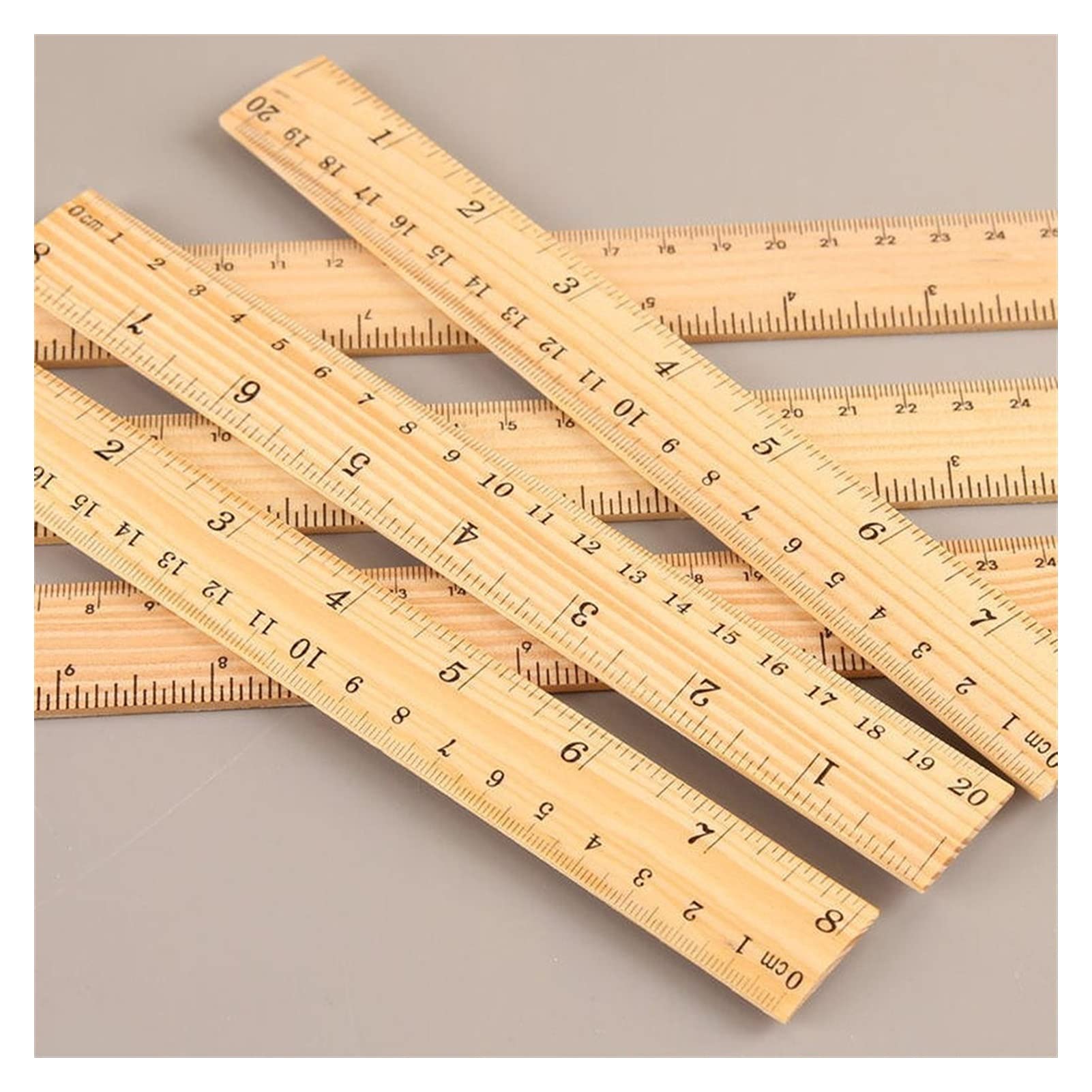 caihuashopping 20 Pezzi Righello in Legno Metrico Regola di misurazione Doppio Strumento di misurazione per Ufficio Cancelleria di cancelleria di cartoleria (Color : 20CM)
