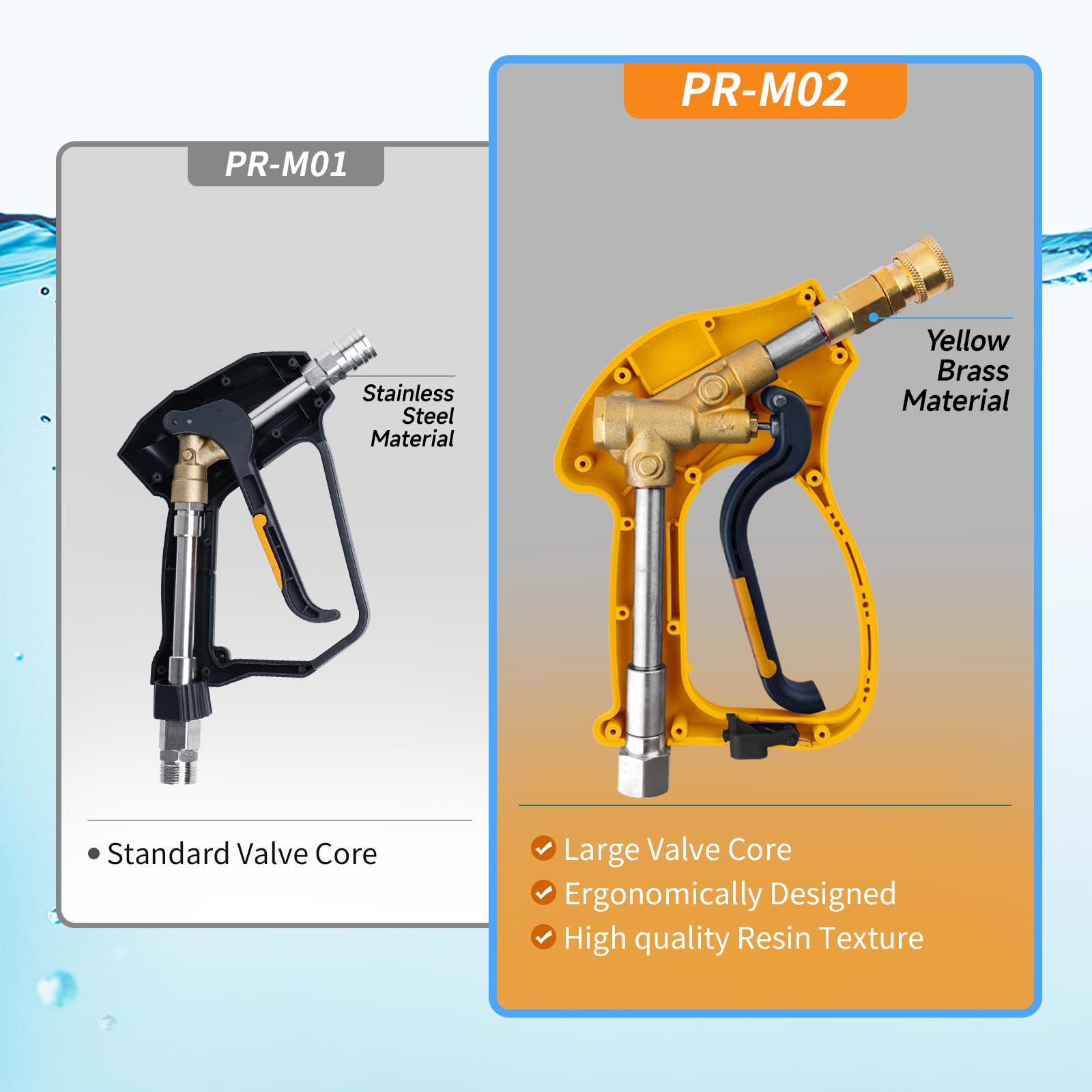 Pistolet de nettoyeur haute pression avec canon à mousse, adaptateur de tuyau à montage rapide compatible avec Karcher K2-K7, 5 buses de pulvérisation, bouteille en mousse de 1 L (PR-M02-B)