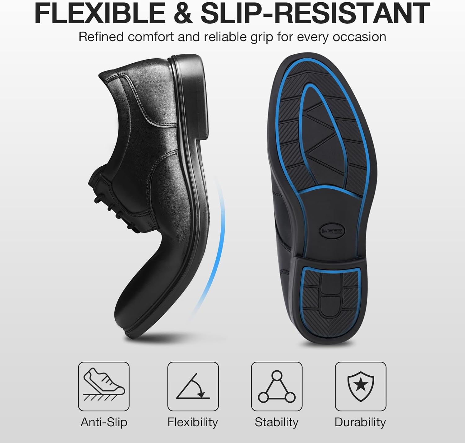 HEEZ Mens Dress Shoes Oxford Shoes for Men Split Leather Comfortable Nonslip Formal Business Shoes