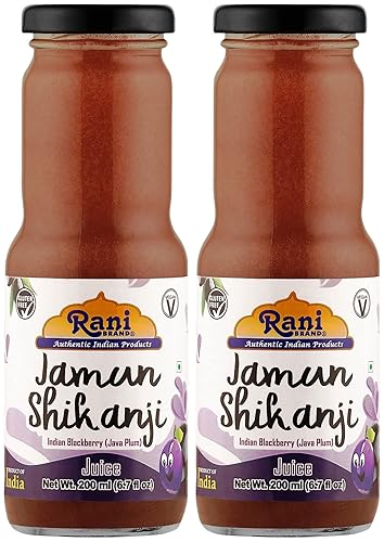 Rani Jamun Shikanji - Botella de vidrio de 6.7 fl oz (6.8 fl oz), paquete de 2 bebidas de frutas indias  Vegano  Sin gluten  Sin OMG  Origen indio
