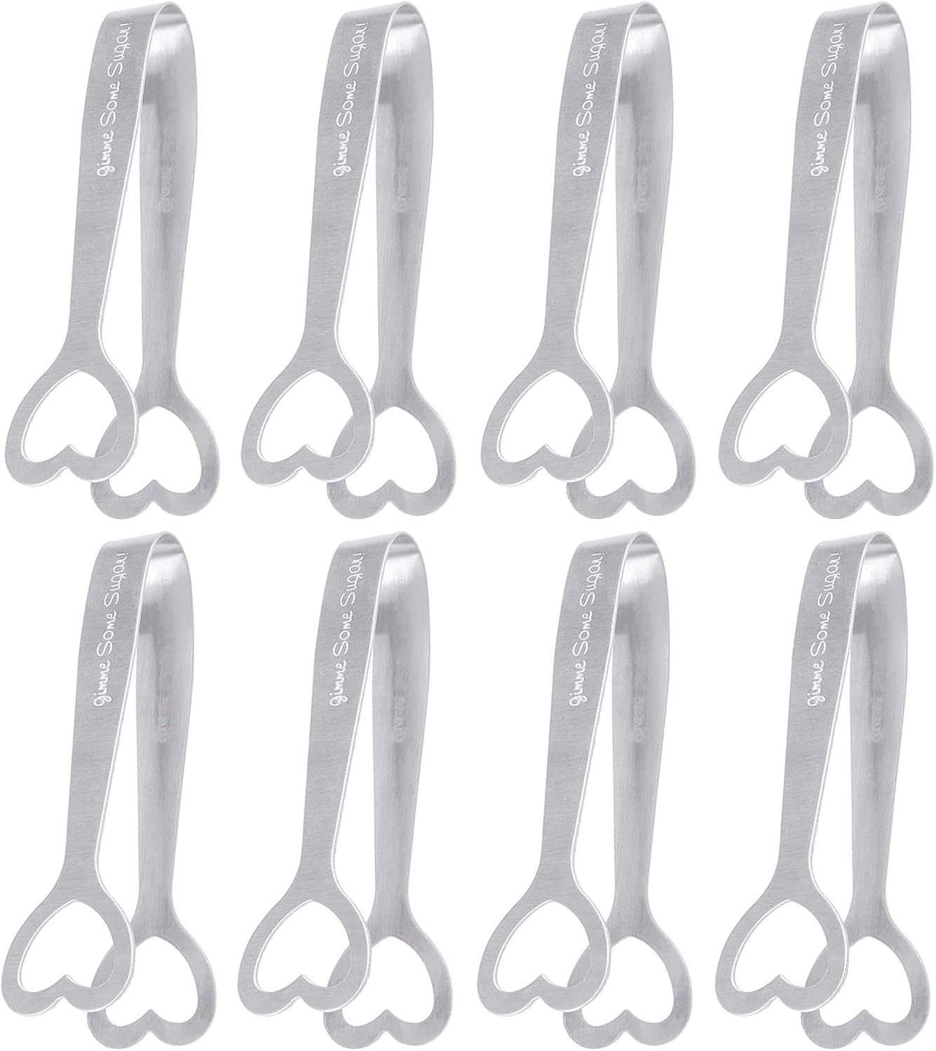 Ousyaah 8 Pieces Stainless Steel Mini Tongs, Small Ice