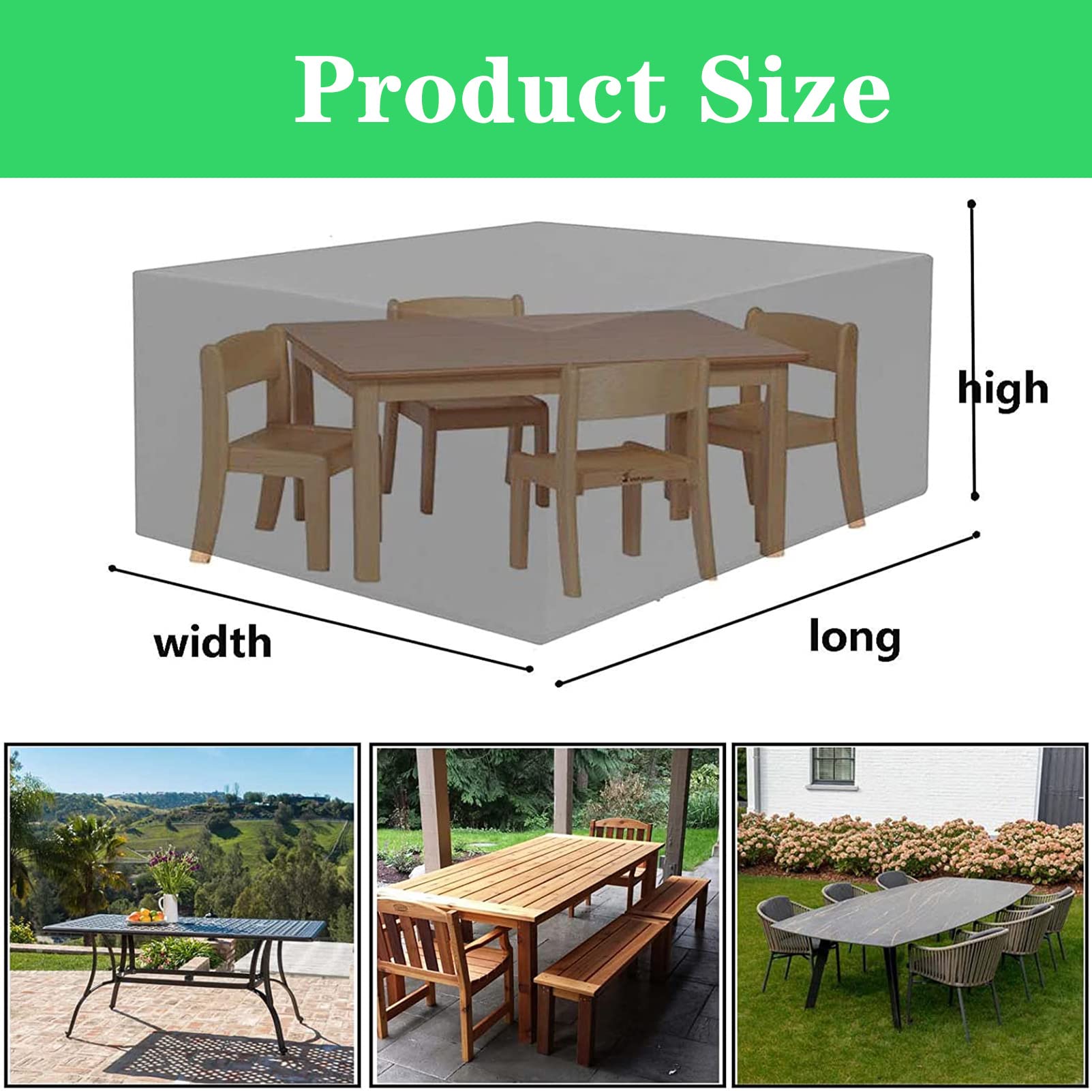 Copertura per Mobili da Giardino 250x200x90cm, Copertura Tavolo Esterno Rettangolare, Copertura Mobili Giardino, Protezione per Esterni da Esterni Resistente Ai Lavori Pesanti