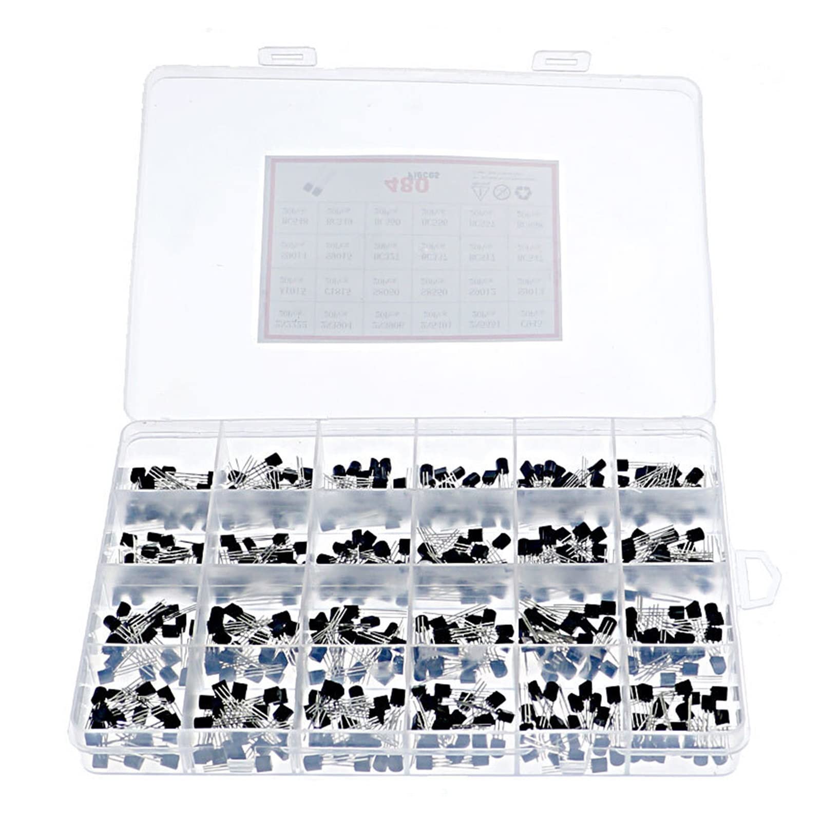 Lin 480pcs 24 Tipi di silicio in Linea NPN/PNP. Transistor Assortment Kit Pack 2N2222 Componenti e Forniture Componenti Attivi Going