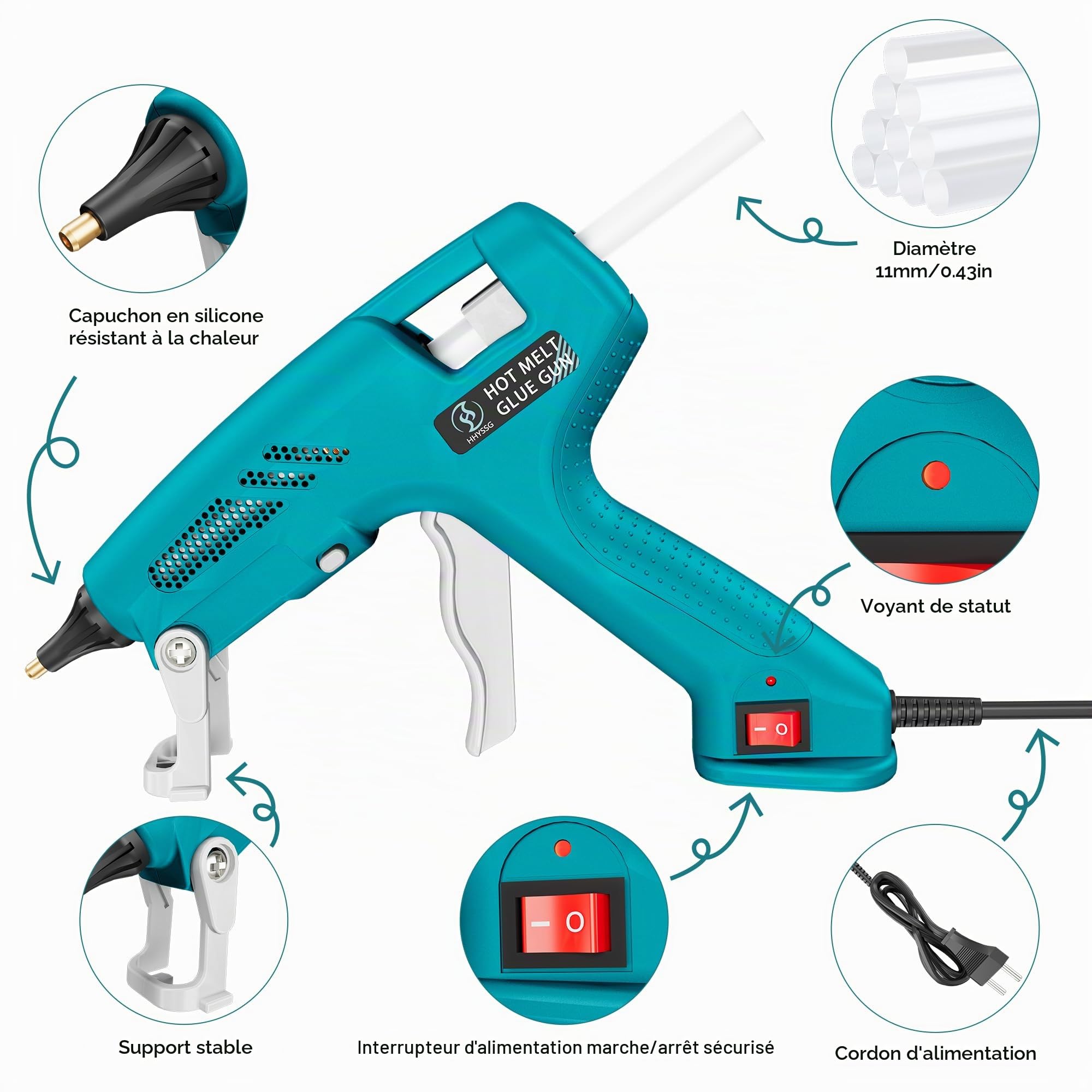 100W Pistolet à Colle Chaude 30 Pcs Bâtons 11mm*150mm Chauffage Rapide et sûr Anti-goutte Pour Réparation Artisanat DIY Maison Bricolage Bureau