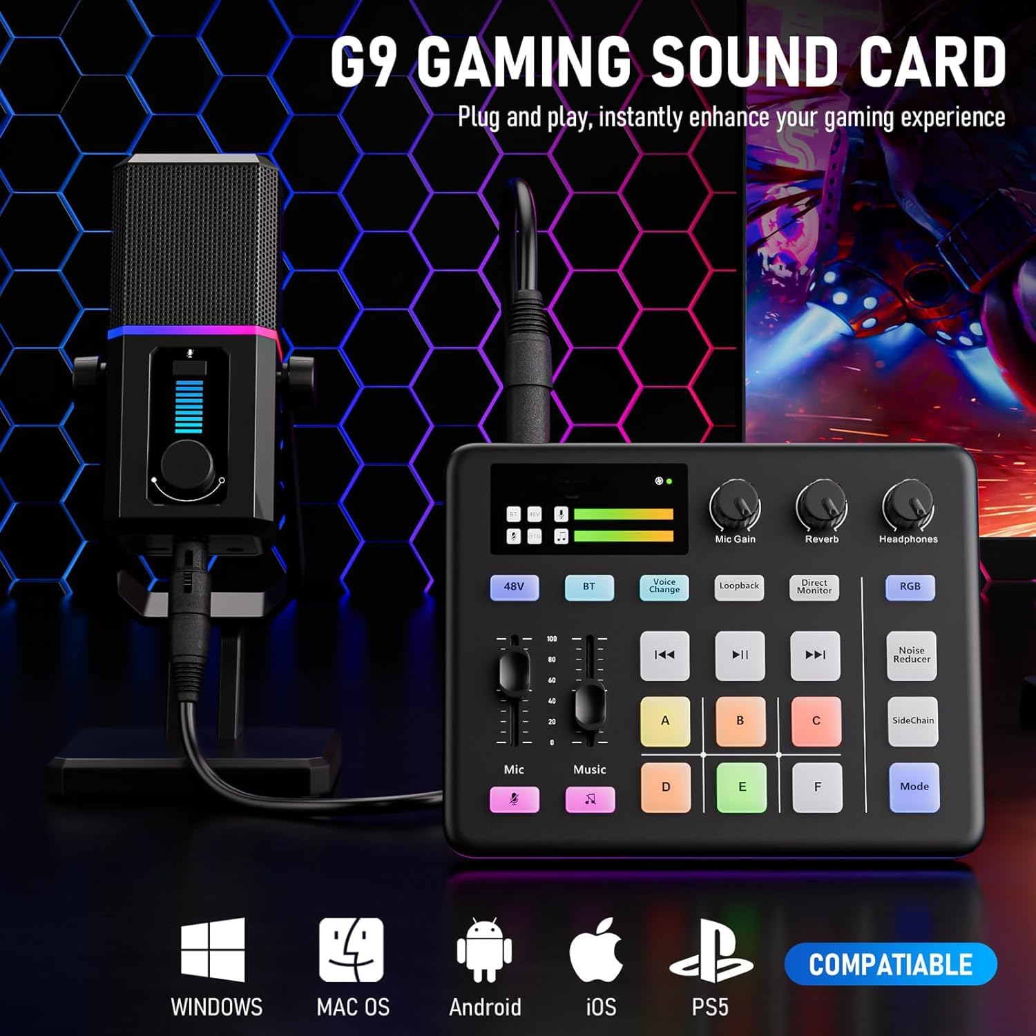 Xclamor G1 Gaming Audio Mixer & Sound Card – RGB Live Streaming