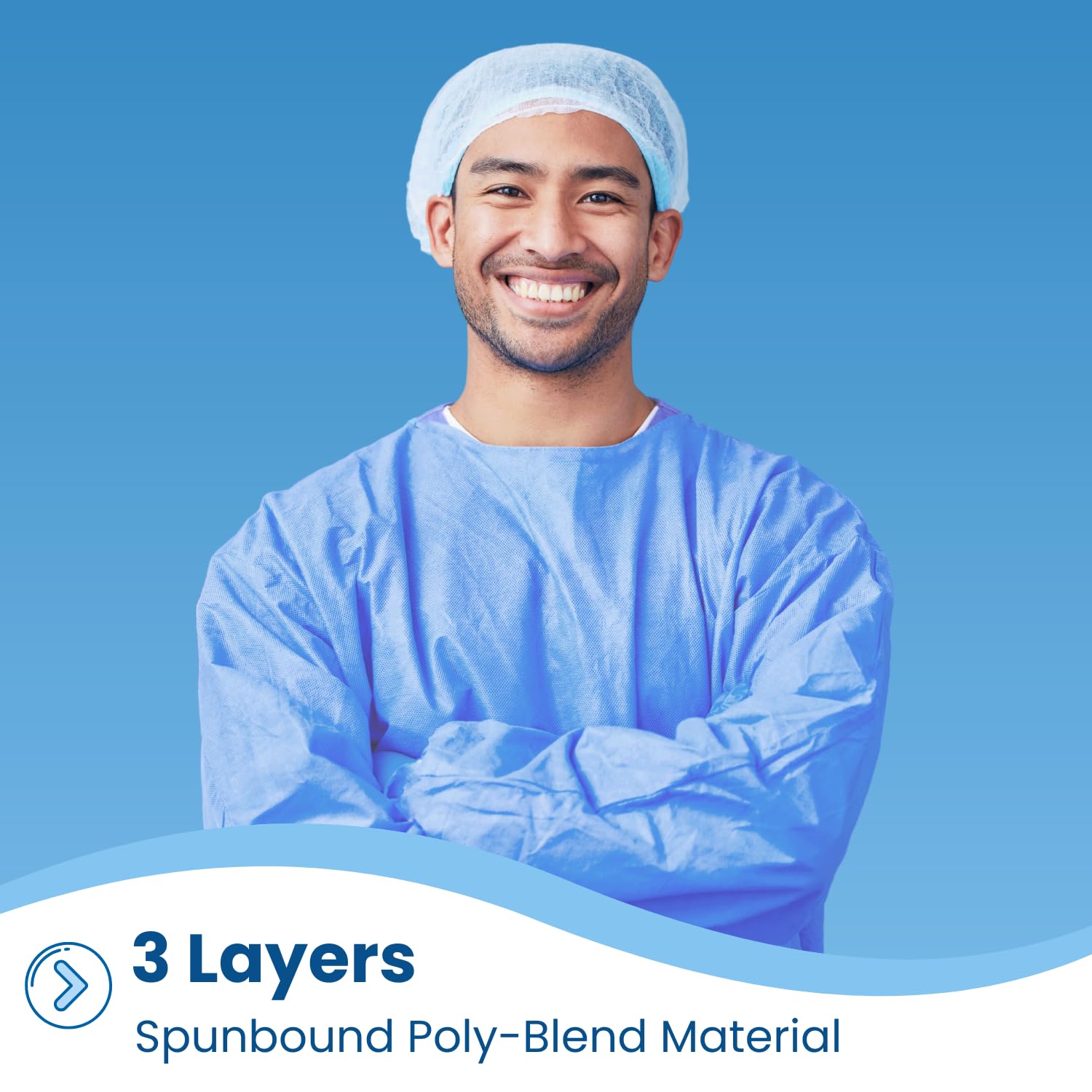 HCS Bulk (100/Case) XL Isolation Gowns - Disposable Gowns, Medical - SMS, AAMI Level 2, PPE Gown Disposable - Elastic Cuffs, Neck Tape & Waist Tie - Home, Clinic, Dentist, Hospital - Blue Gown