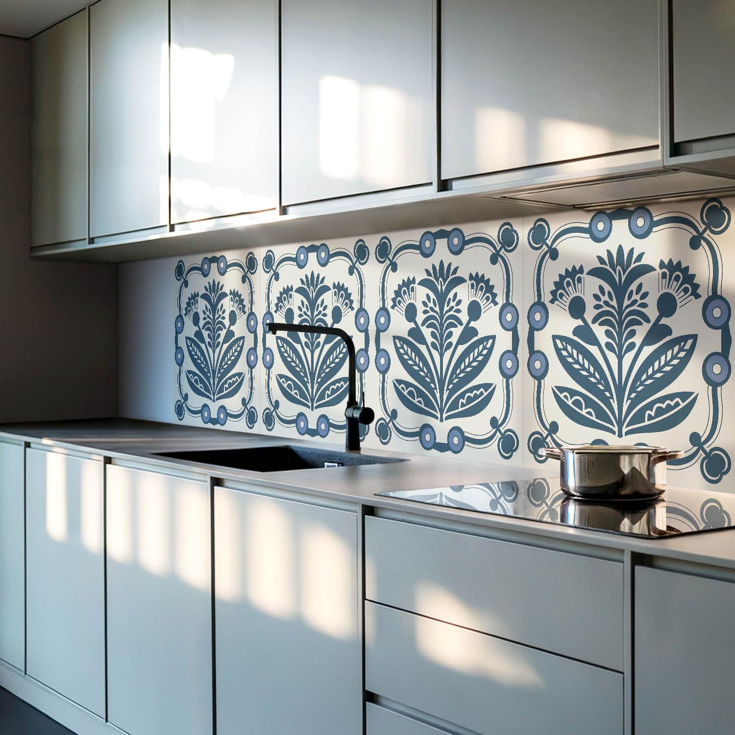 Pannelli Decorativi PVC 100x50 cm Cucina Autoadesivo Fondo Protettivo Facile da Pulire Design Durevole Aspetto Moderno Impermeabile Paraspruzzi - Motivo floreale con foglie