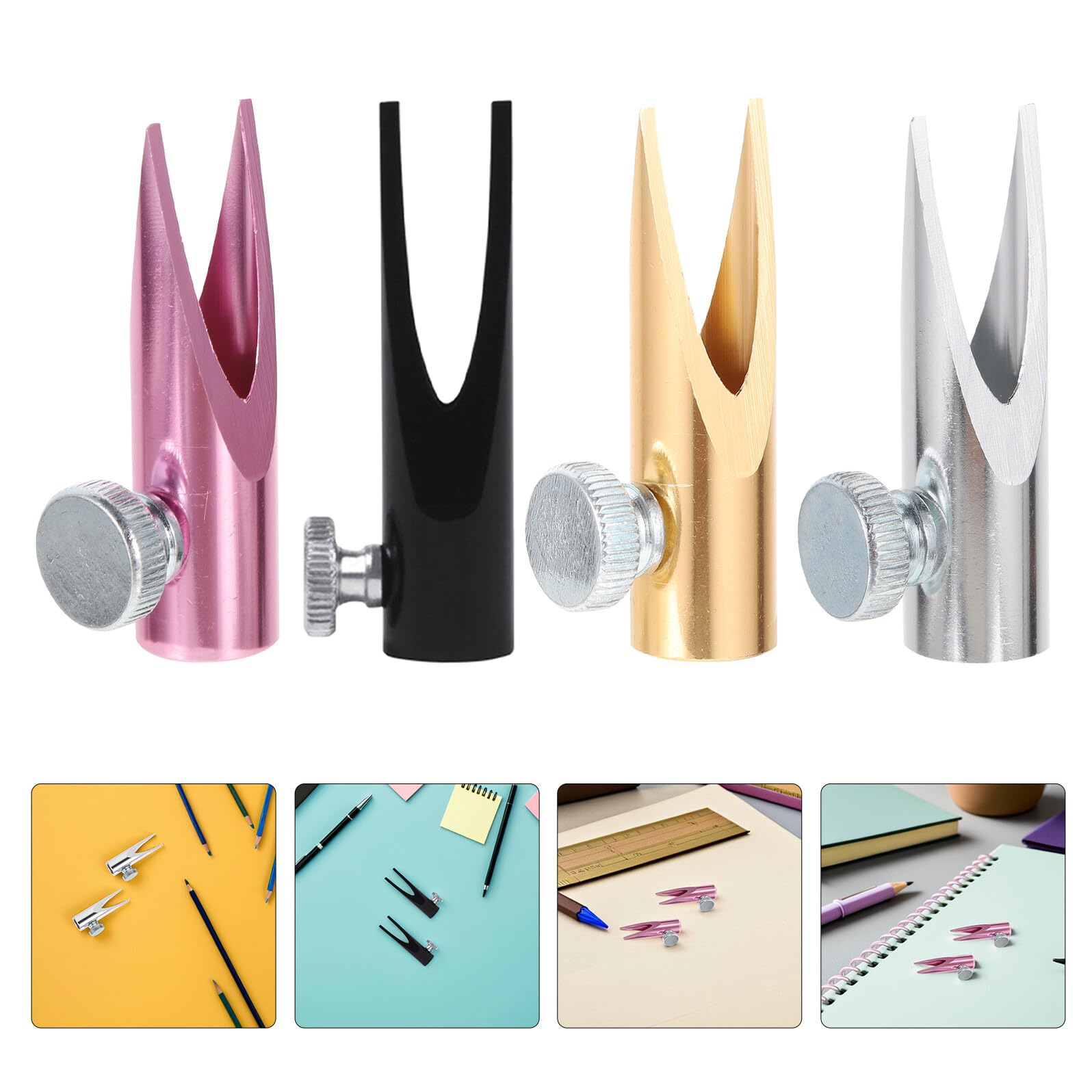 minkissy 12stücke Anspitzer für Kosmetikstifte aus Aluminiumlegierung mit Teilen für Augenbrauen und Lippenkonturenstifte für Künstler und Studenten U-förmiger Schlitz für Verschiedene Stif