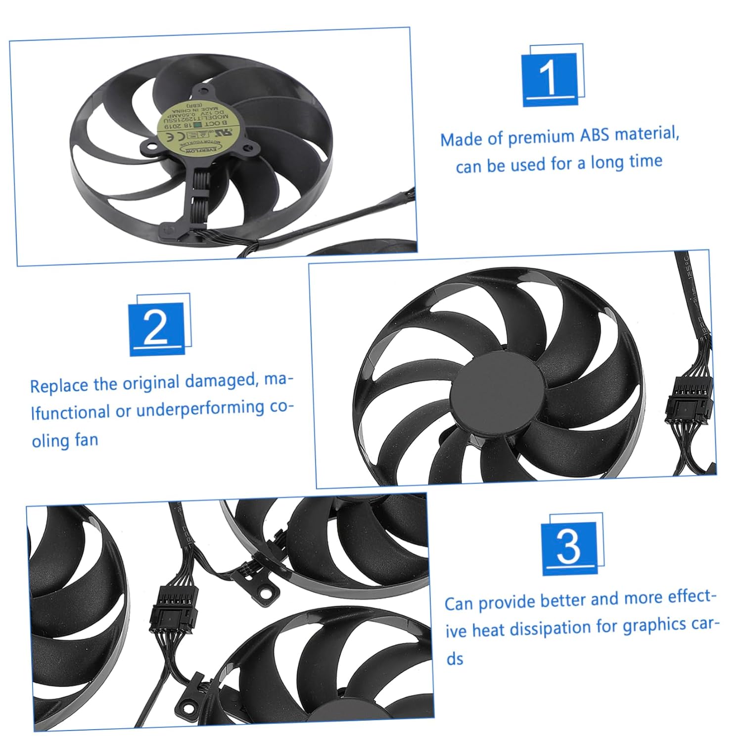 1set Gpu Air Cooler Replacement Fan for Cfud Graphic Card Cooling Compatible Ti Silent Improved Heat Dissipation