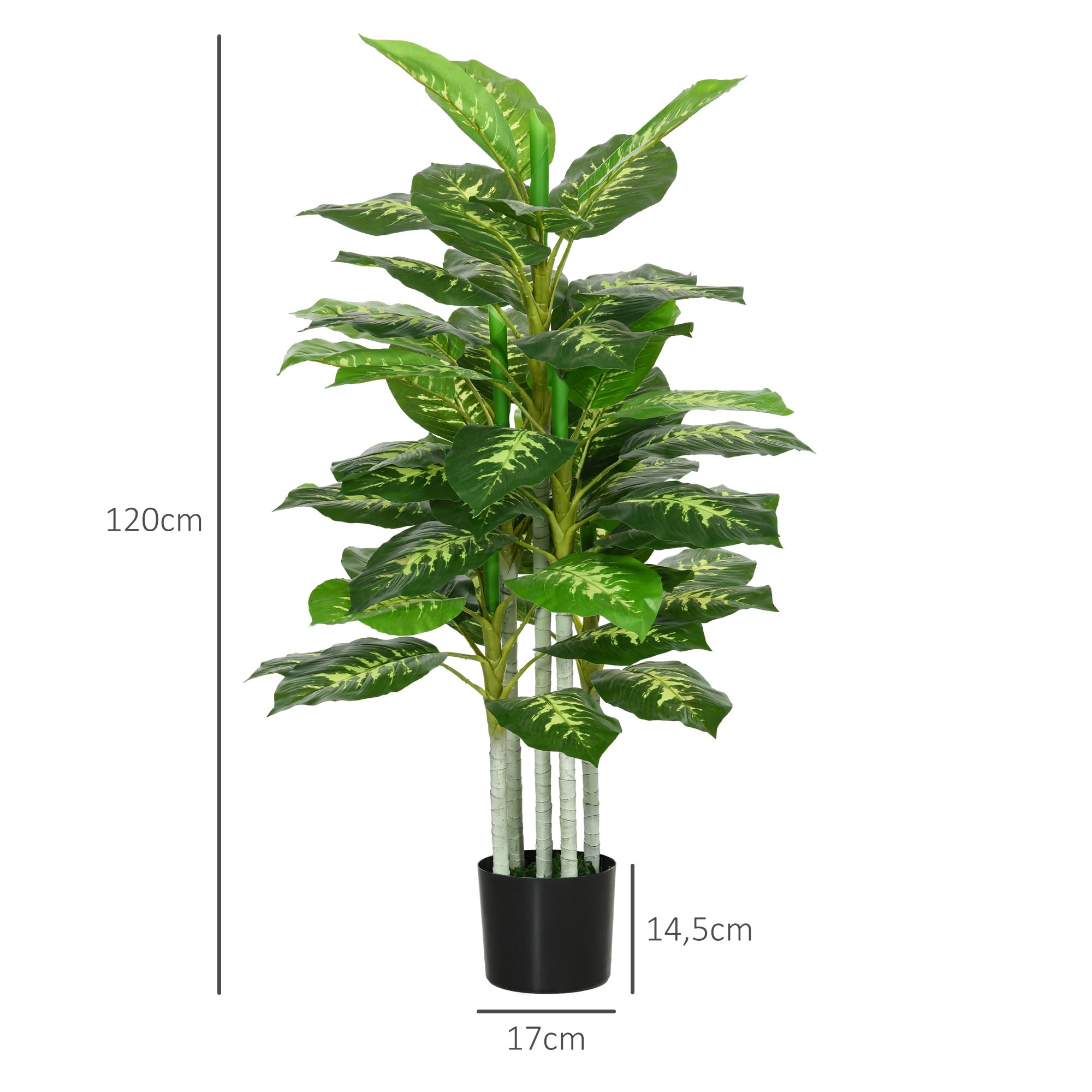 HOMCOM Plante Artificielle Calathea Hauteur 120 cm Pot Ciment Intérieur