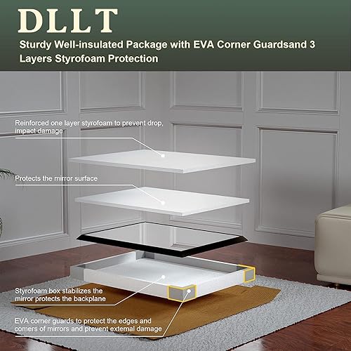 Miniatura 8 de DLLT - Espejo de baño negro de 36 x 24 pulgadas para pared, espejos de pared con marco de aleación de aluminio, espejo rectangular biselado para