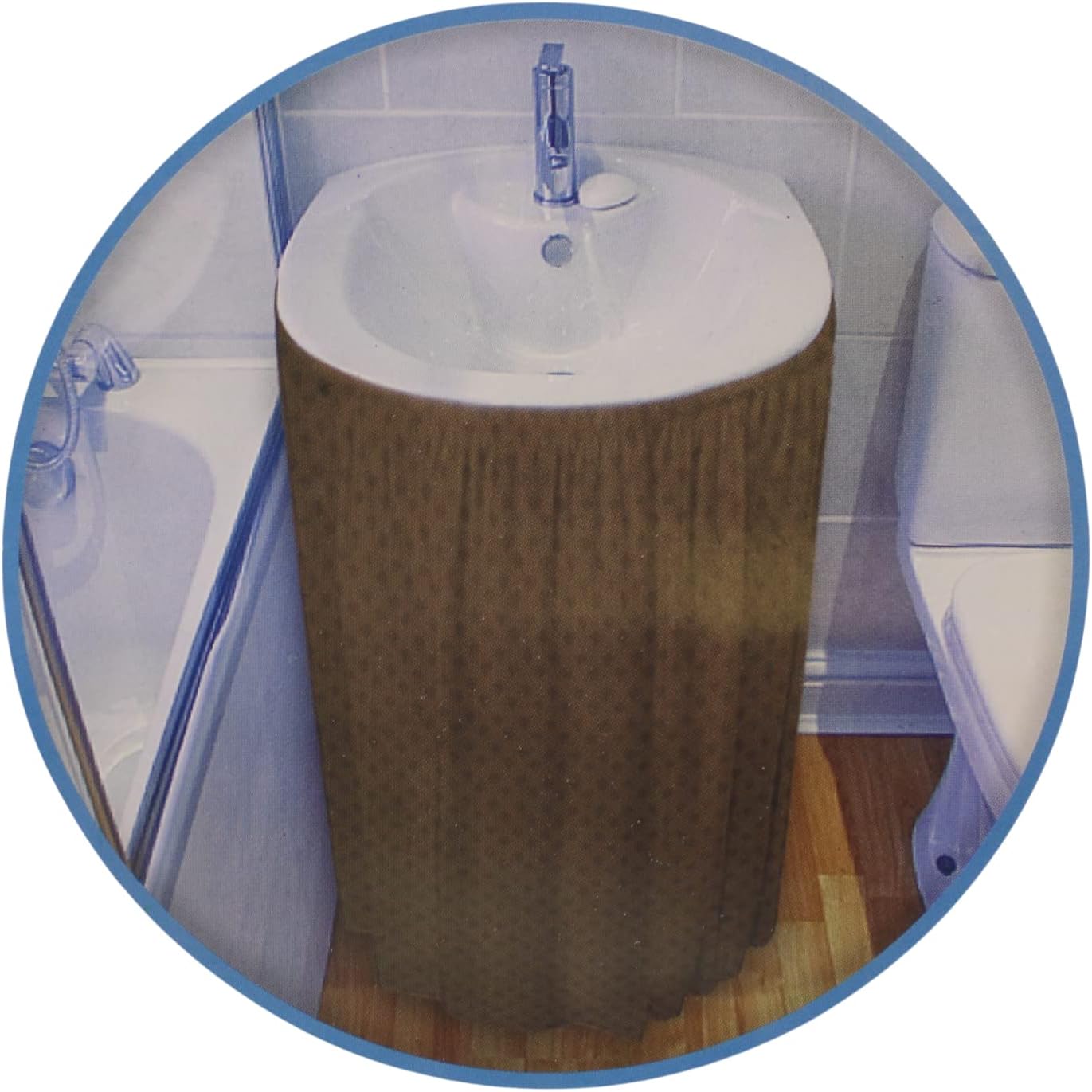 Dependable Industries Inc. Essentials Fabric Sink Skirt Diamond Stitch Chocolate Brown Self Stick Adhesive Easy Installation