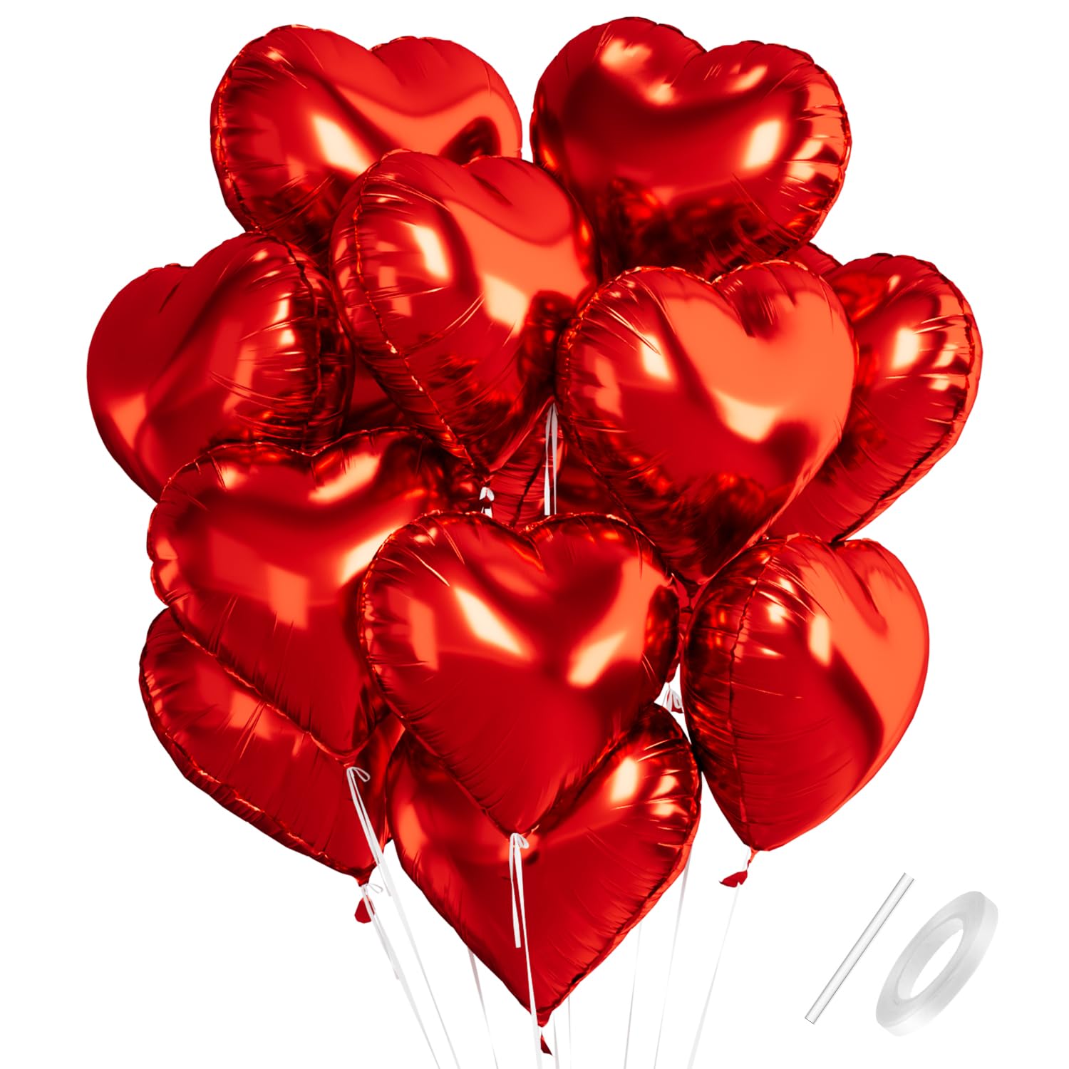 Herz Folienballons Rot, Herzluftballons Rot, 18 Zoll Herz Luftballon Helium, Herzballons Herzform Folienluftballon, Herzluftballons Hochzeit Romantisch Rot Deko, Geburtstagsdeko Valentinstag Party