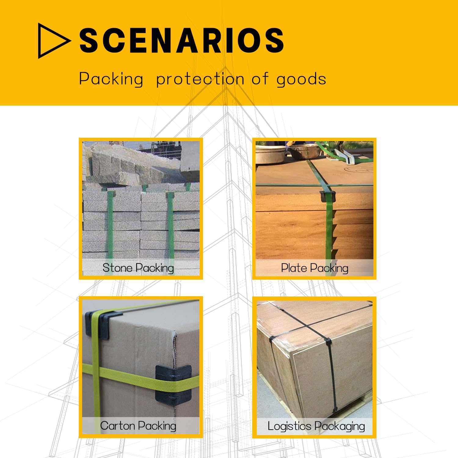 Protectores de Bordes Embalaje 30 Piezas Plástico Ferroso 25 mm para Correas de Amarre