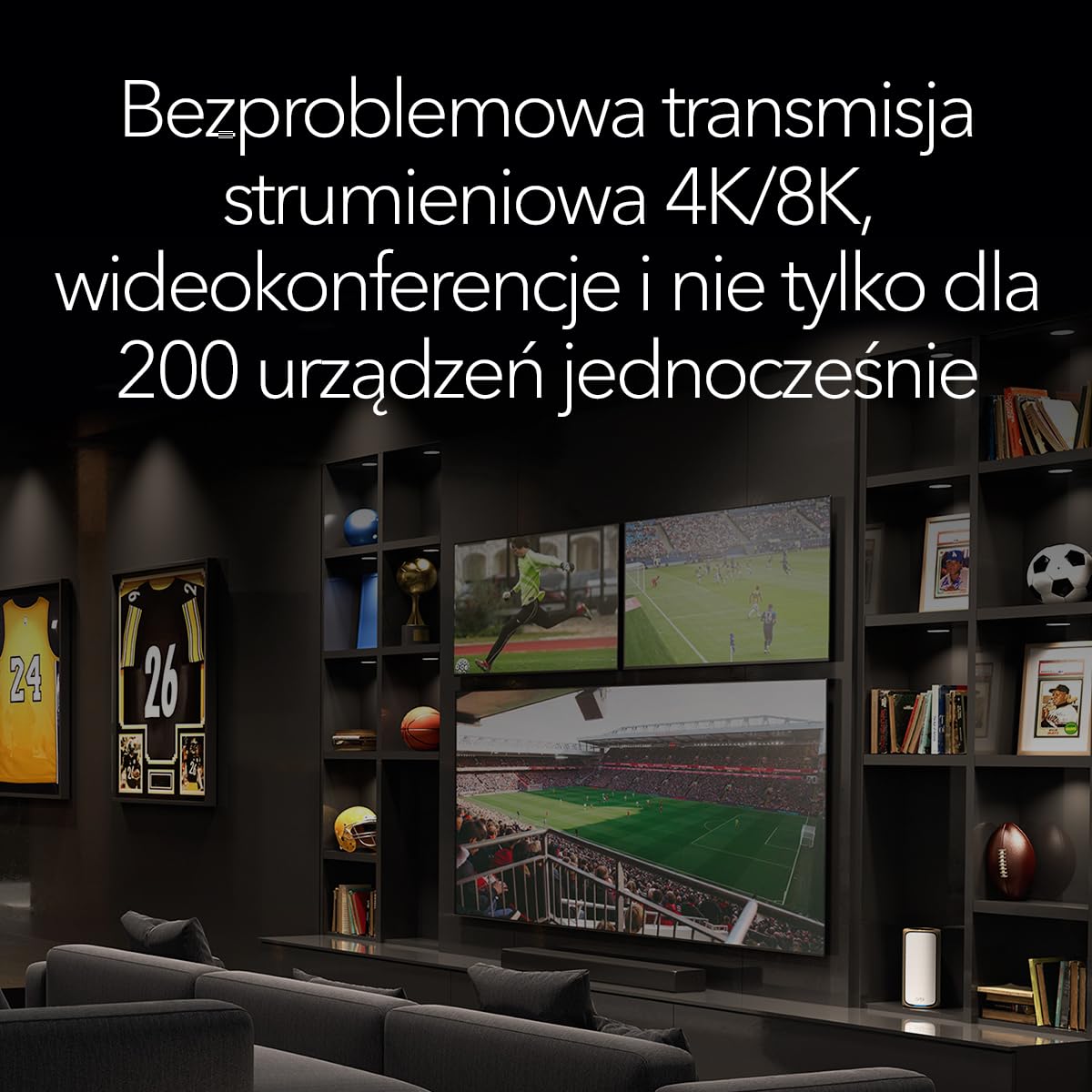 NETGEAR Orbi 970 Czteropasmowy system sieci mesh WiFi 7 czarny (RBE972SB) — router + 1 wzmacniacz satelitarny, funkcje zabezpieczeń, do 27 Gb/s, 440 m2 zasięgu, 200 urządzeń, port internetowy 10 Gb/s