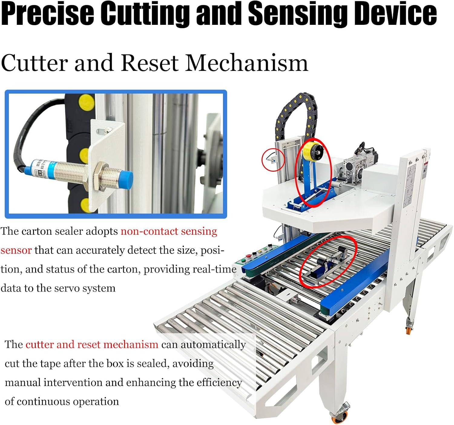 Automatic Double-Flap Case Sealer Automatic Carton Sealing Packing Machine Box Carton Sealing Packing Machine with 8-50cm (3.1-19.7") × 9-50cm (3.5-19.7") (W×H), 110V with A Transformer