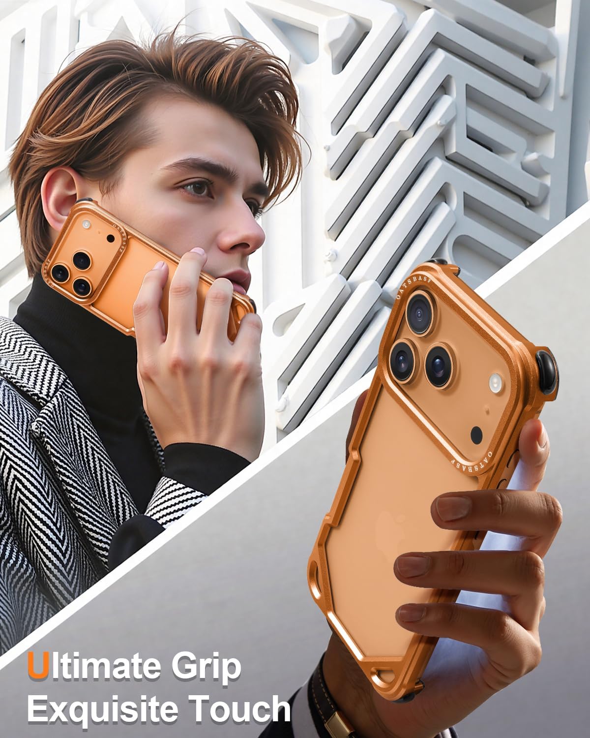 OATSBASF for iPhone 17 Pro Max Bumper Case, No Back Design, Aluminum Frame Slim Fit, Compatible with MagSafe, 4 Corner Shockproof Protection, Orange