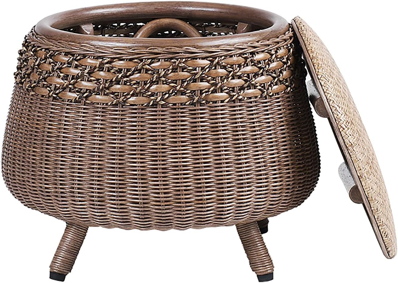 Boîte de rangement en osier et banc à chaussures rustique