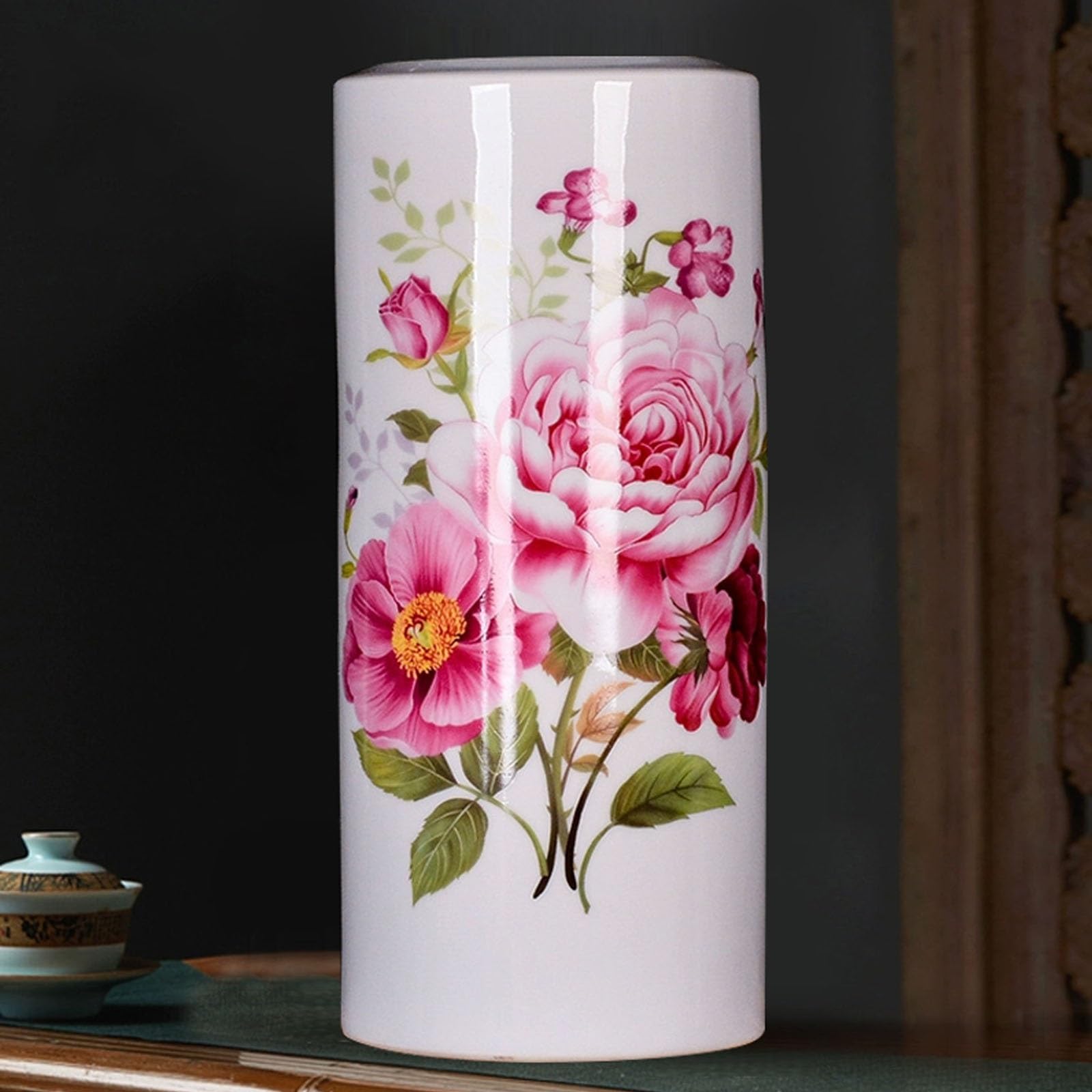 Porte-parapluies en céramique haut de gamme, vase d'art aux appliques faites main