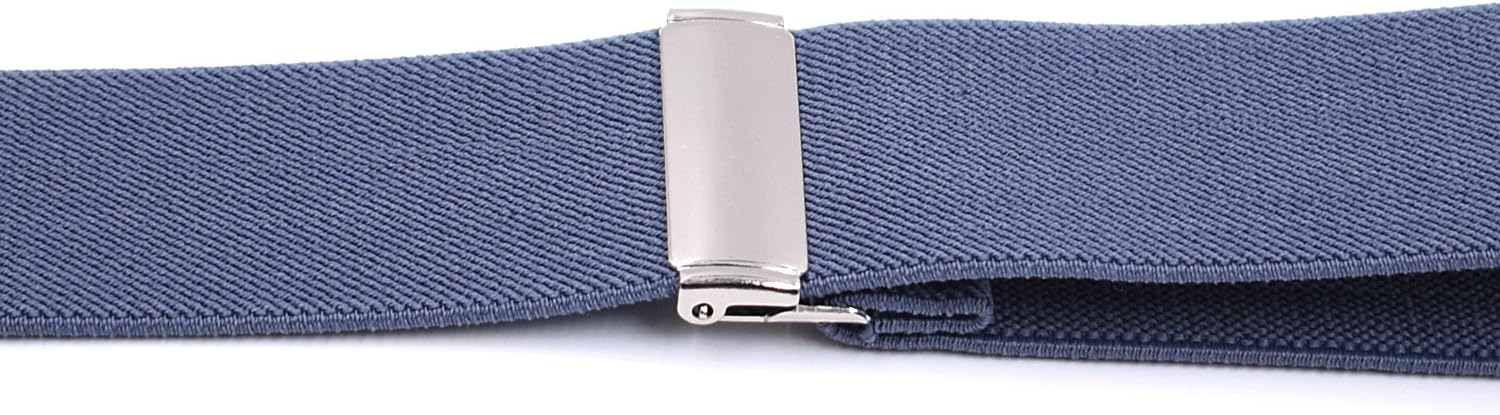 Men's suspenders, Men's 1.4 inch Solid Straight Clip Adjustable X Back Suspender Braces
