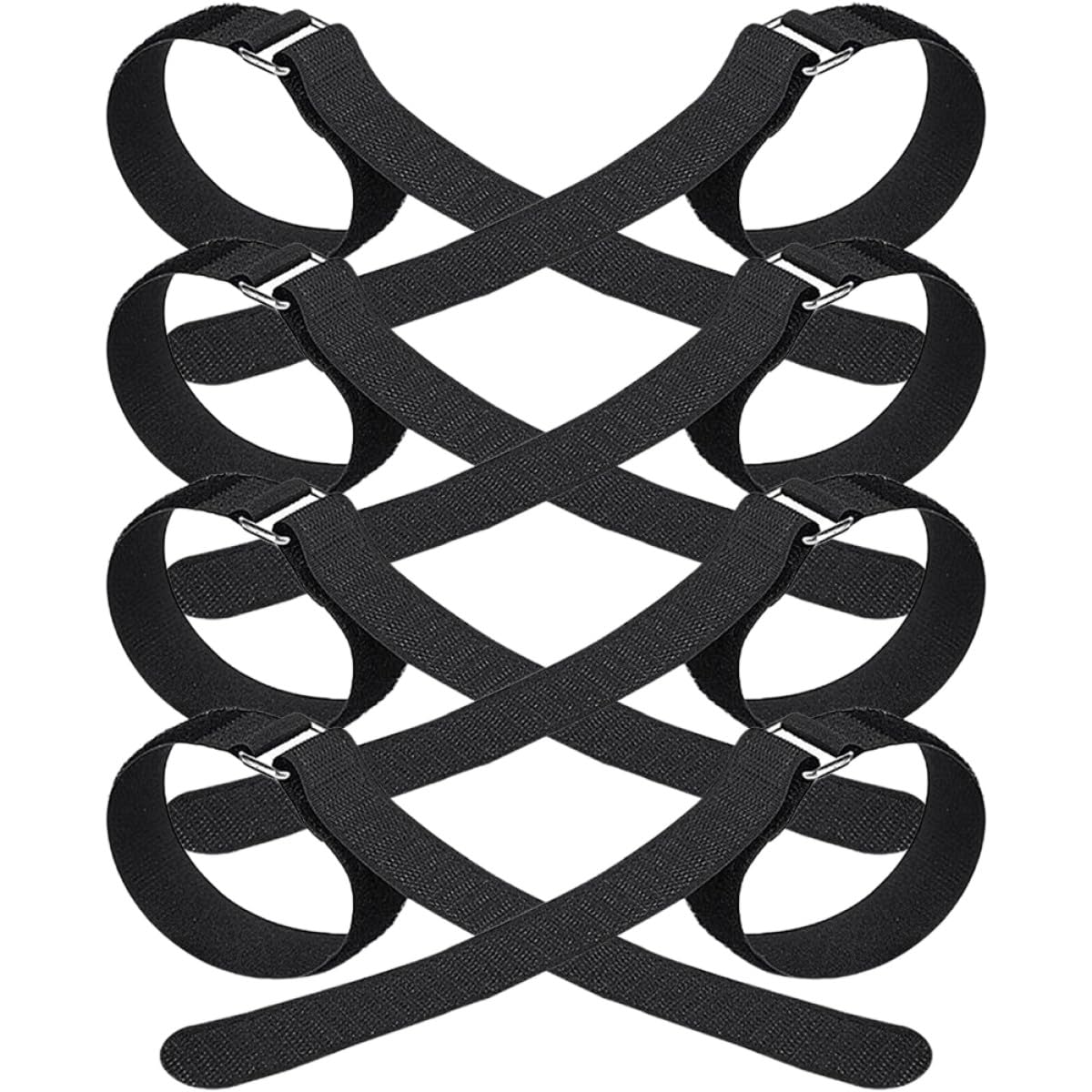 Uonlytech Crampones Antideslizantes para Zapatos y Botas, 4 Pares, Nylon y Metal, Correas Ajustables, para Senderismo y Terrenos