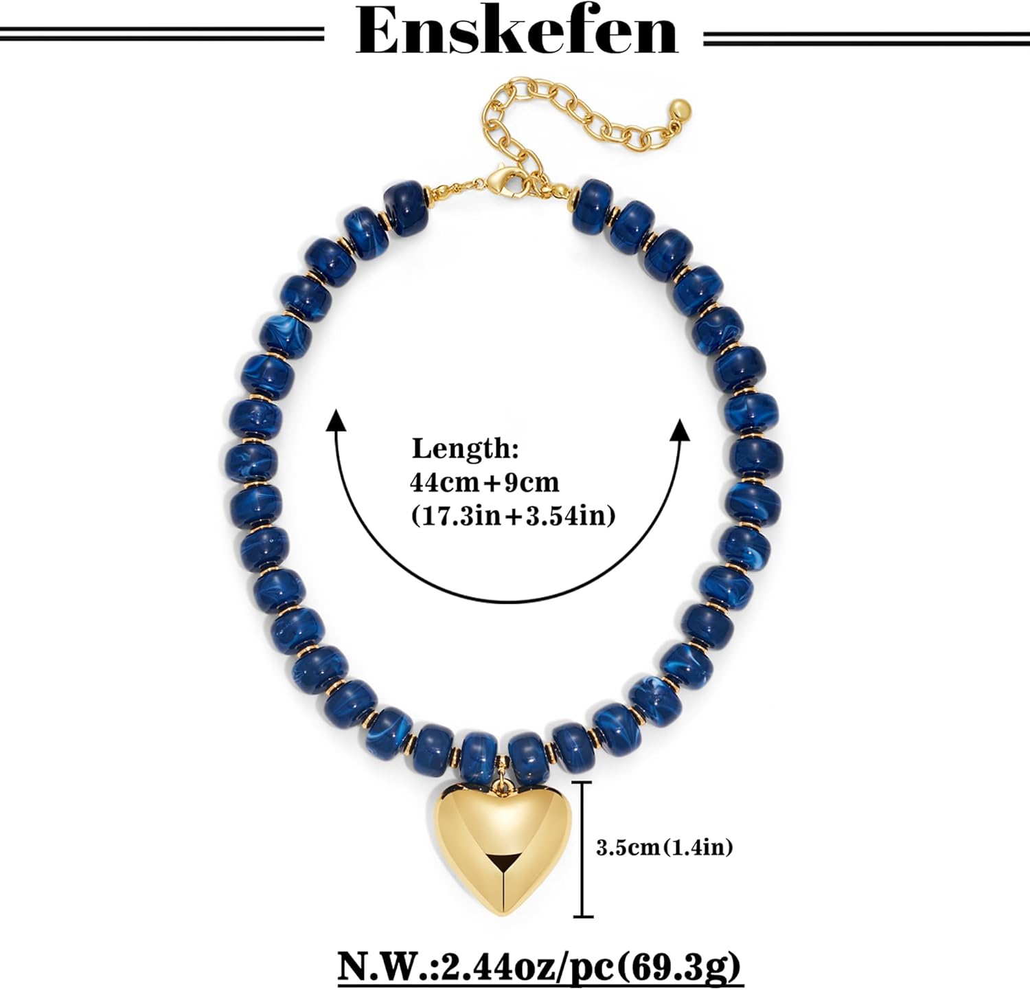 Gold Heart Pendant Necklaces for Women Colorful Acrylic Resin Beaded Choker Necklace Fashion Chunky Statement Beaded Heart Necklace - Image 8