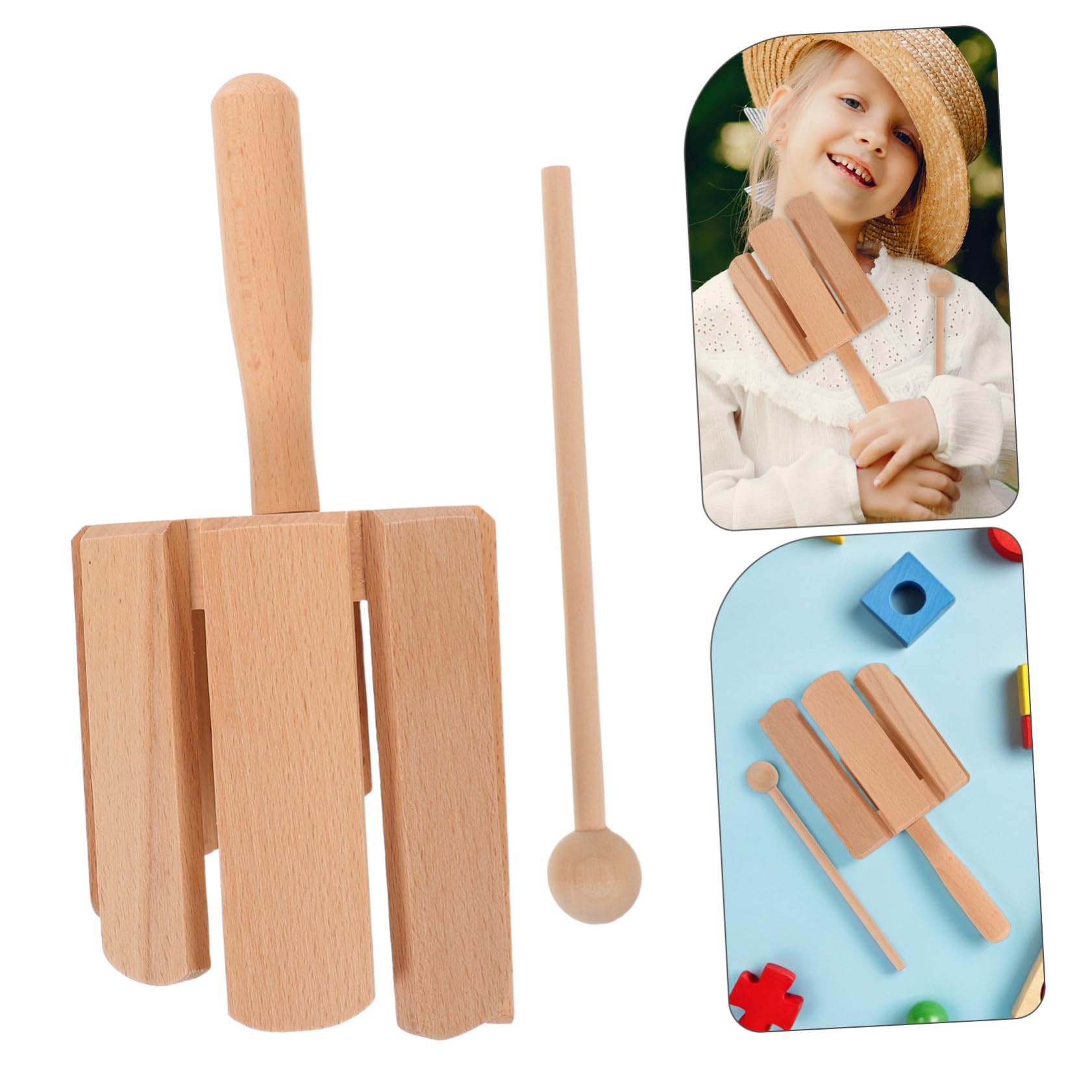 Instrumento Musical Infantil Orff de Madera Beige, 2 Piezas
