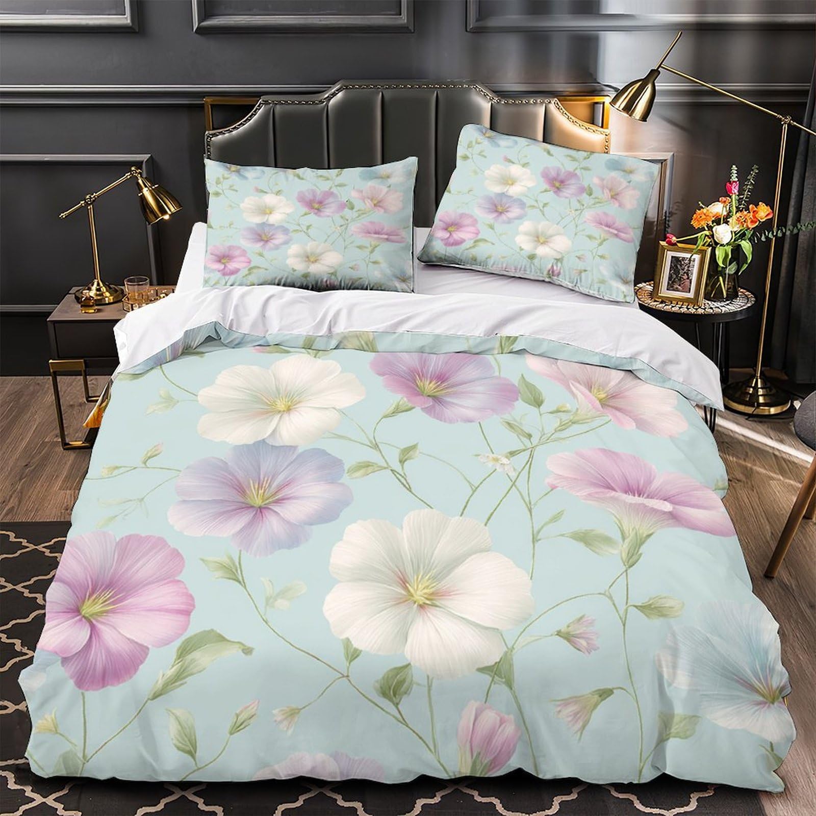Housse de Couette Microfibre Résistante et Hypoallergique Floral