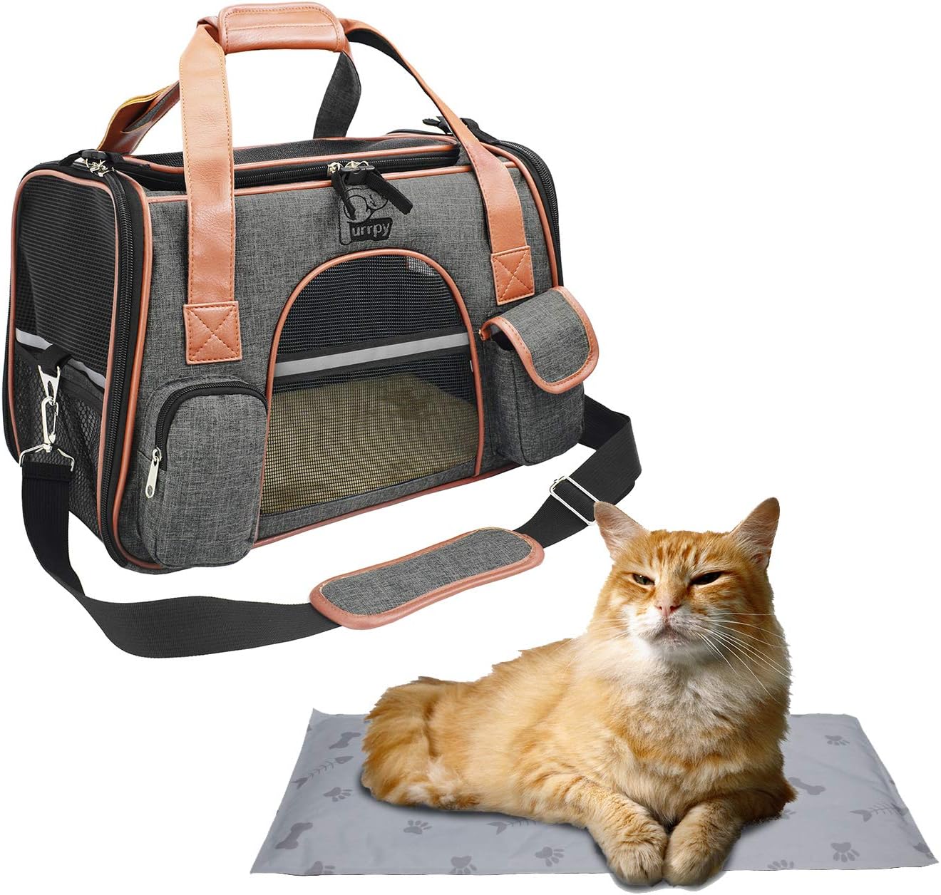 Purrpy Cat Carrier with Cooling Mat for Summer, Pet Carrier for Small Dogs Rabbits Guinea Pigs …