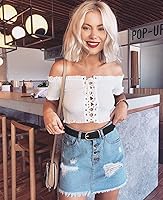 Vista 22 de VONMELLI Paquete de 3 cinturones de mujer para pantalones vaqueros, cinturón de vestir con hebilla dorada