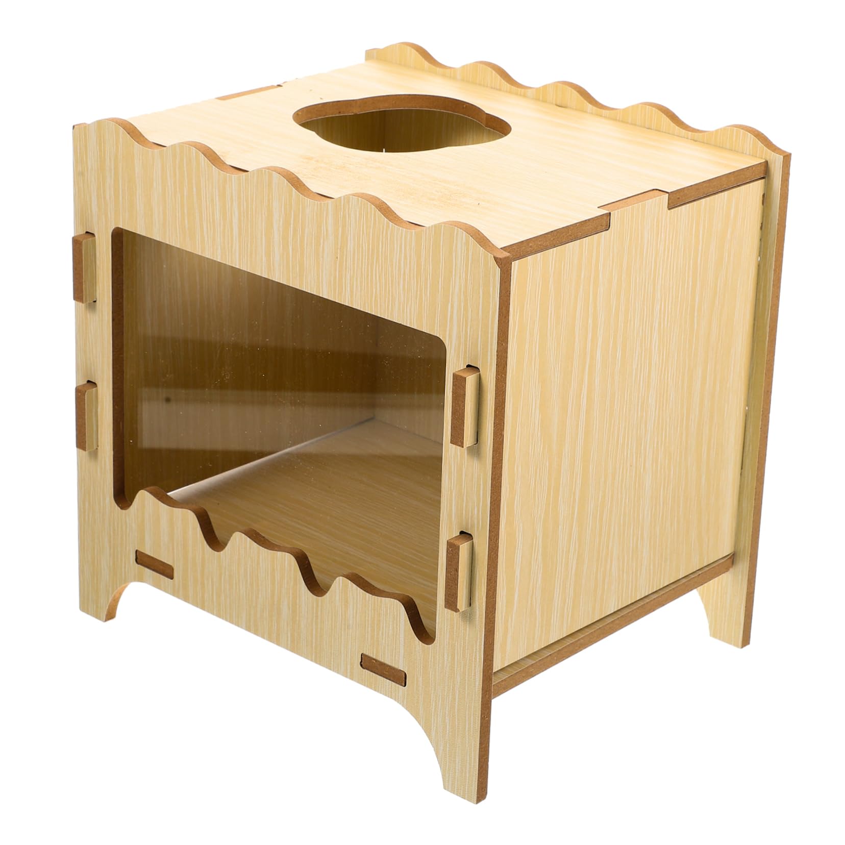 BESPORTBLE Maison pour Hamster en Bois, Boîte de Jeu Interactive et Nid Confortable pour Petits Animaux, Jouet de Cache Tuyau Hamster, Usage Intérieur et Extérieur