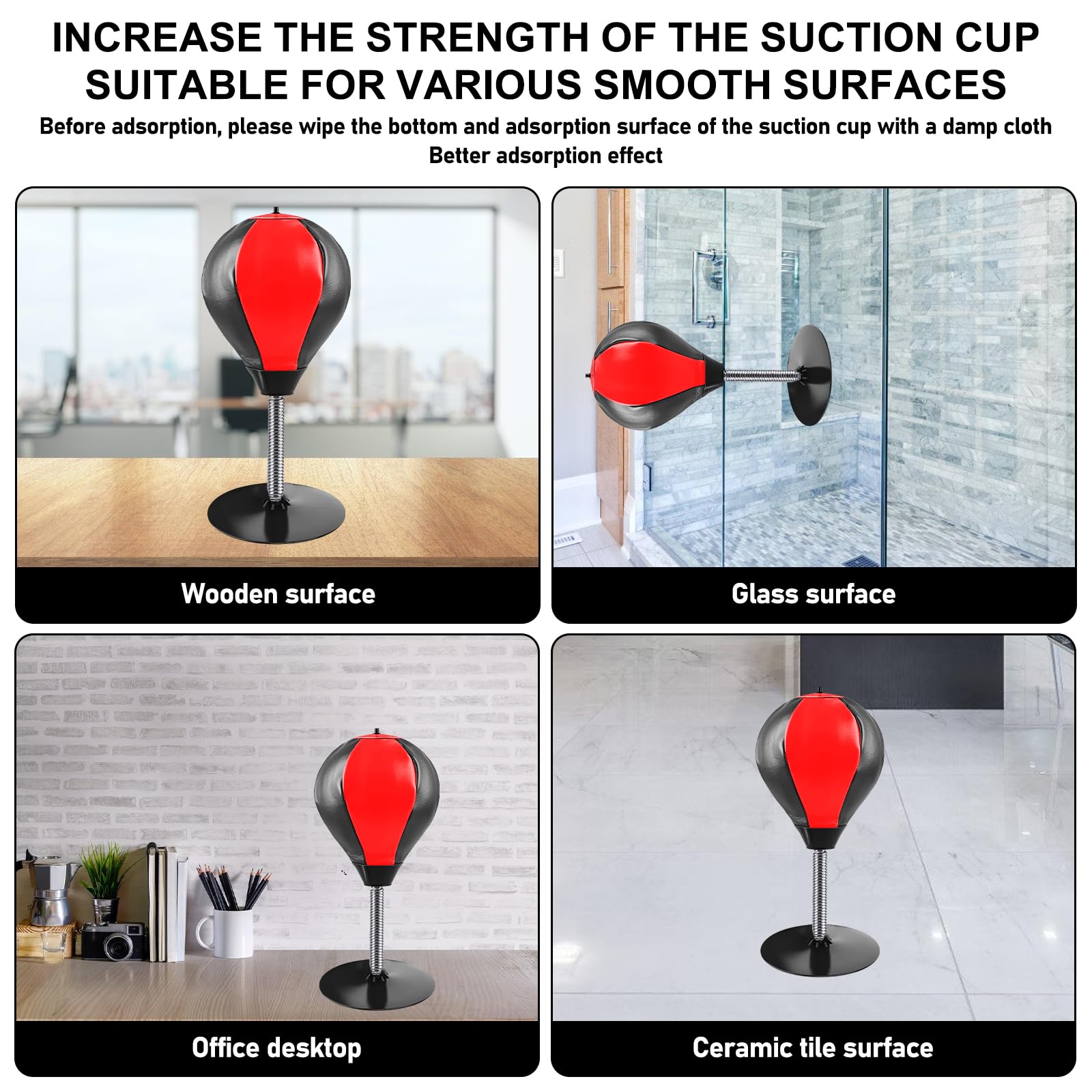 GAOUTO Punching ball tavolo: pallina da ufficio con ventosa super forte e morsetto da tavolo, mini sacco da boxe, borsa da tavolo, borsa da boxe, borsa per punching bag, set per adulti e ufficio