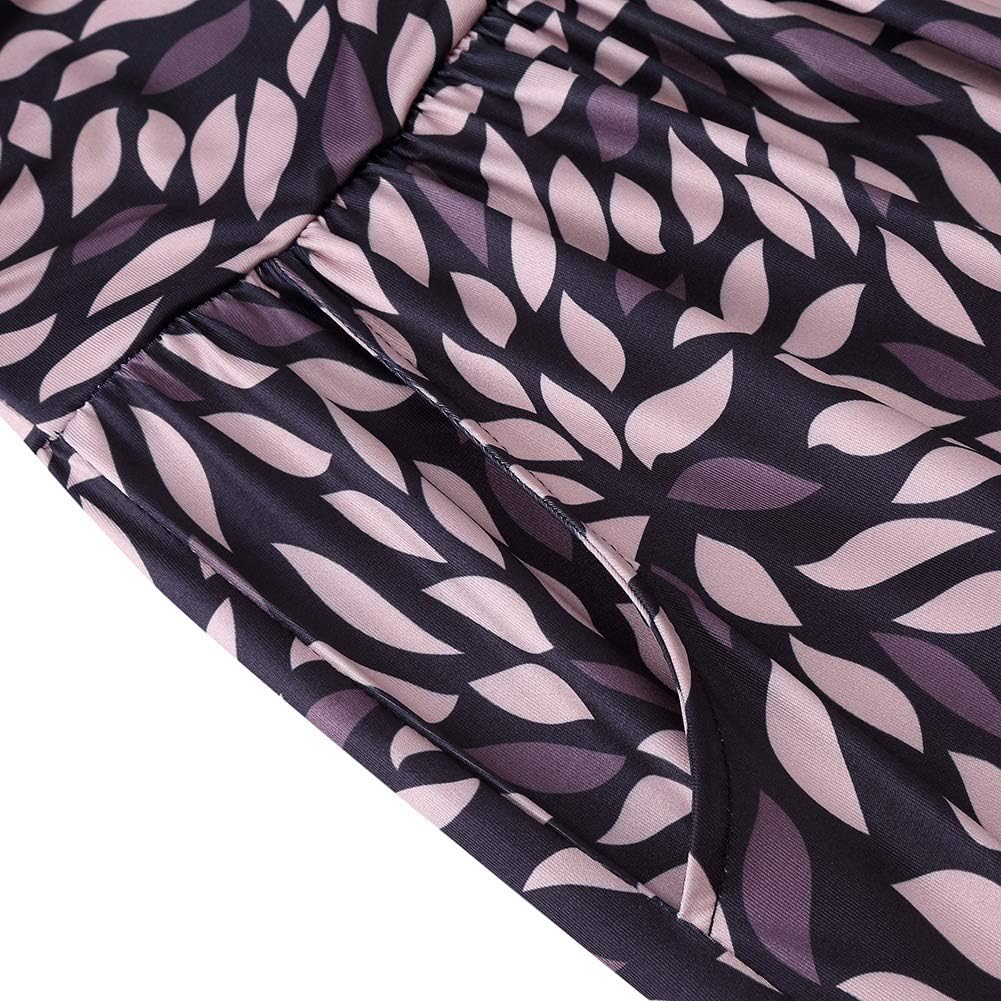 GloryStar Women Strapless Floral Print Bohemian Boho Maxi Dress Casual Off Shoulder Beach Party Dress with Pockets (L, A-Coffee Geometric Print) - Image 5