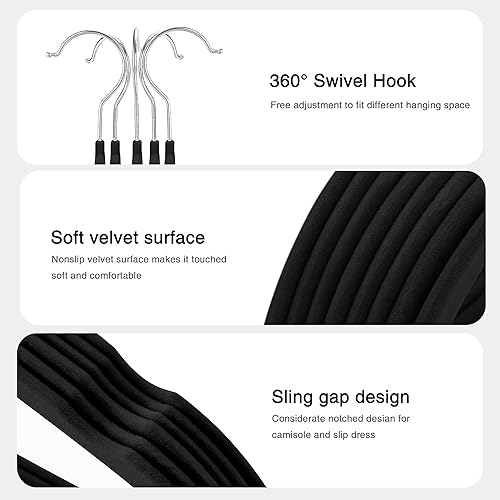 Miniatura 4 de Cozymood Perchas de terciopelo beige de lujo, paquete de 60 perchas de fieltro antideslizantes, perchas de ropa duraderas, perchas de color marfil