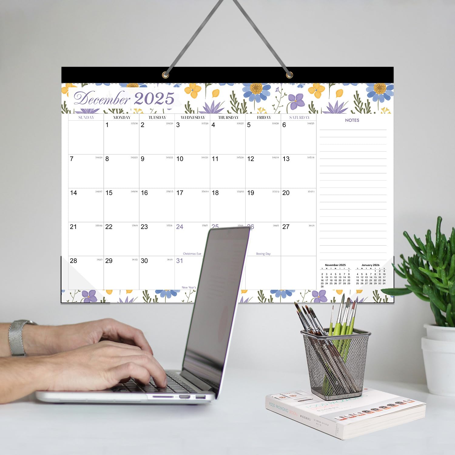 Wall Calendar From Jan 2025-Jun 2026,18 Month Academic Wall