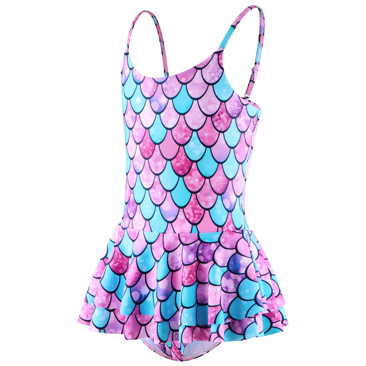 Girls One Piece Swimsuit Mermaid Swimwear Beach Bathing Suit, 4-5 Years, Purple