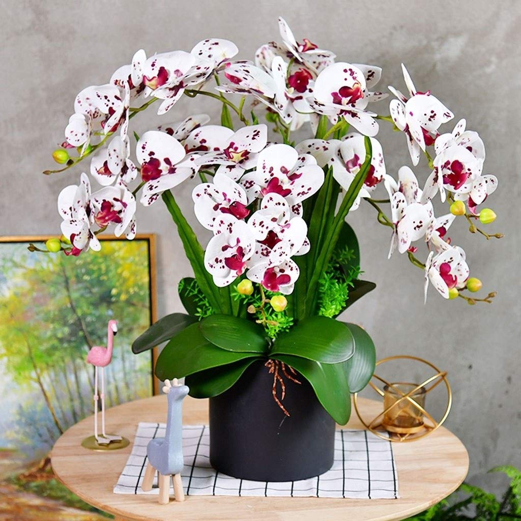 Sbziojhdr E Artificial Flowers, Decor Artificial Flowers With Vas Artificialilk Phalaenopsis Butterfly Orchid With Vaseet Fak Plant Wedding Decoration Faux Flowersc(E)