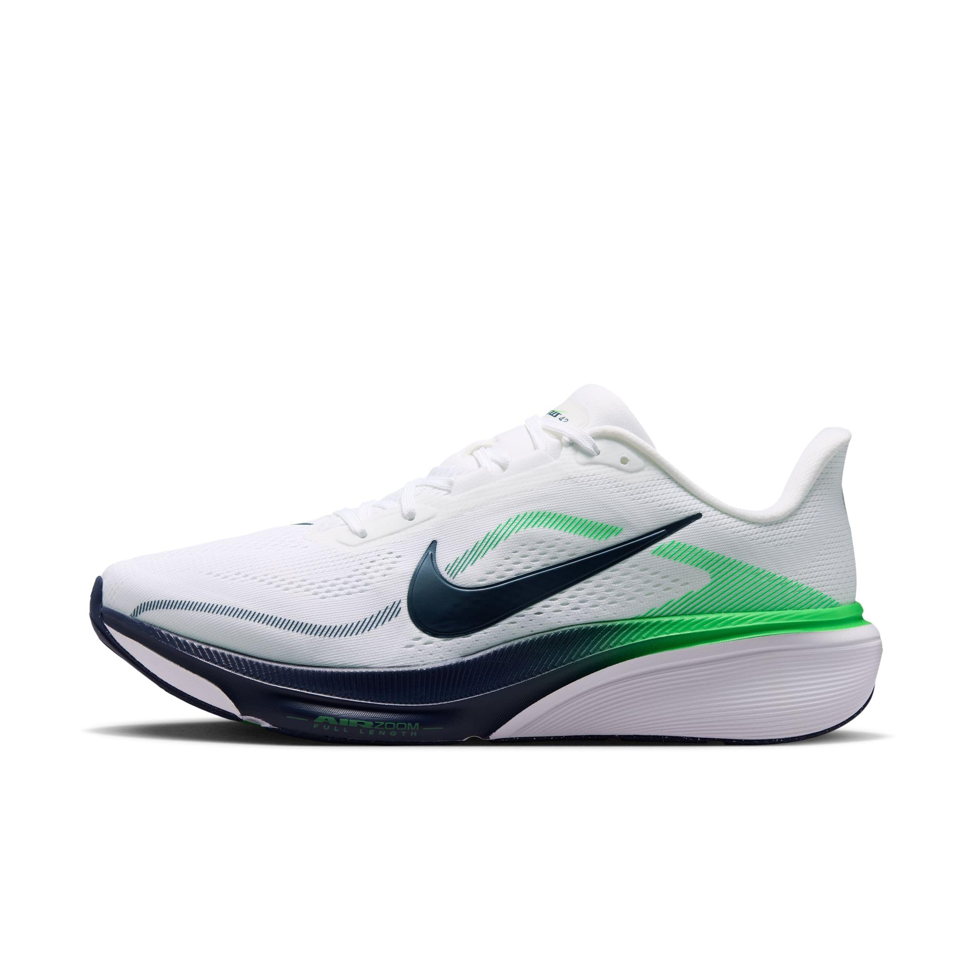 Nike Herren Air Zoom Pegasus 42, Weiß/Midnight Navy/Green Spark, 14