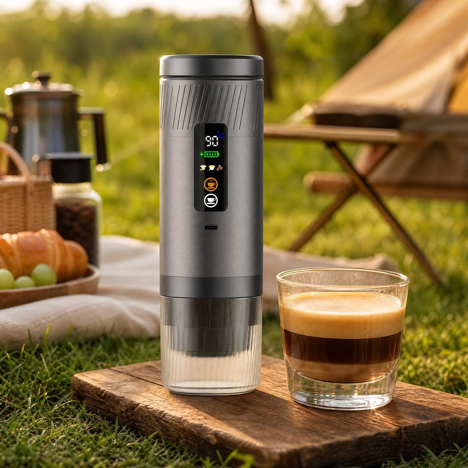 predolo Macchina da Semiautomatica con Pompa Funzionamento Semiautomatico Semplice Macchina da Caffè Portatile per Spazi Piccoli, Ufficio, Grigio Argento