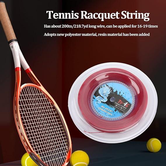 200m Polyester Tennis Racket String, for Daily Training and Amateur Play(Red)