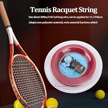 200m Polyester Tennis Racket String, for Daily Training and Amateur Play(Red)